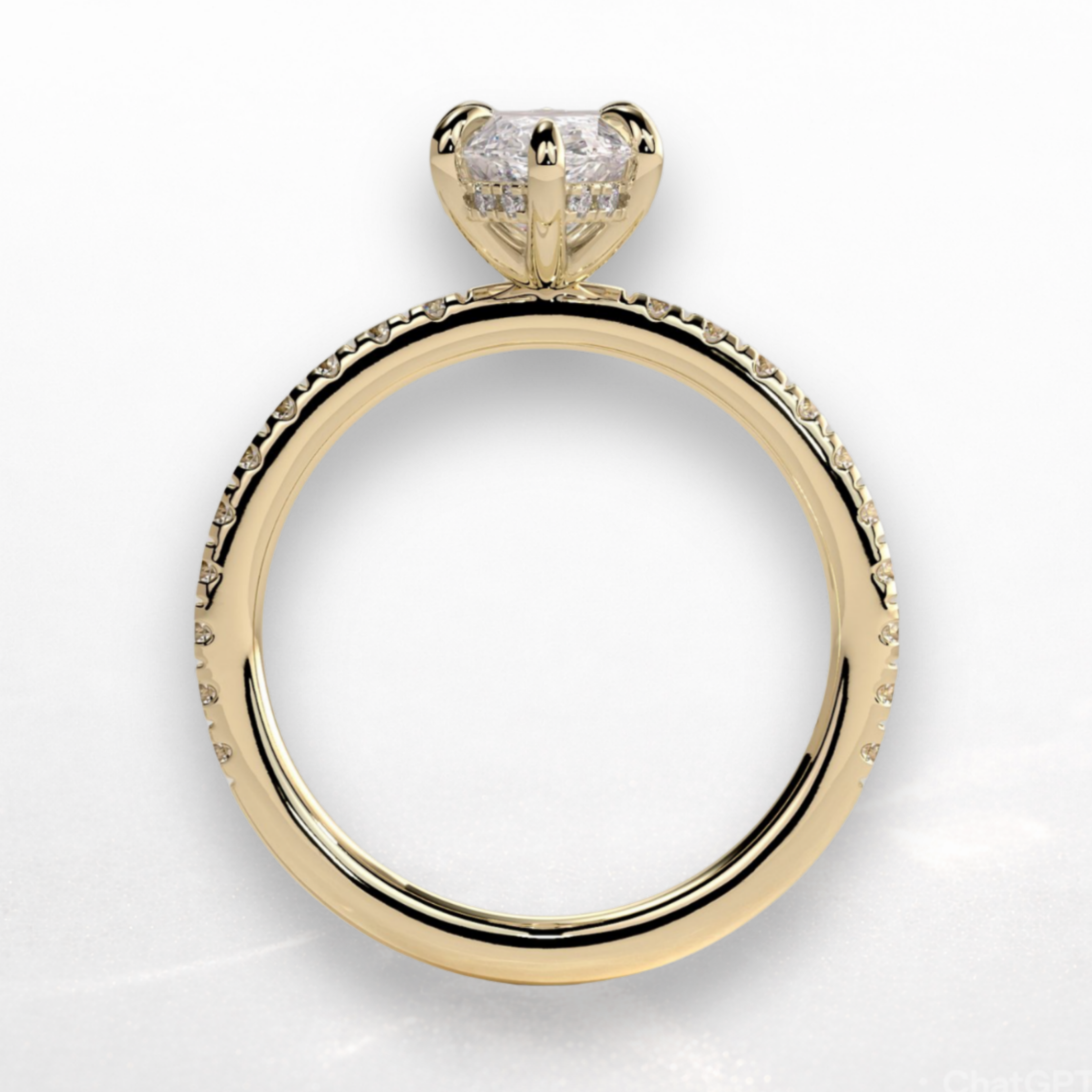 Marquise Pavé Solitaire Ring with Hidden Halo