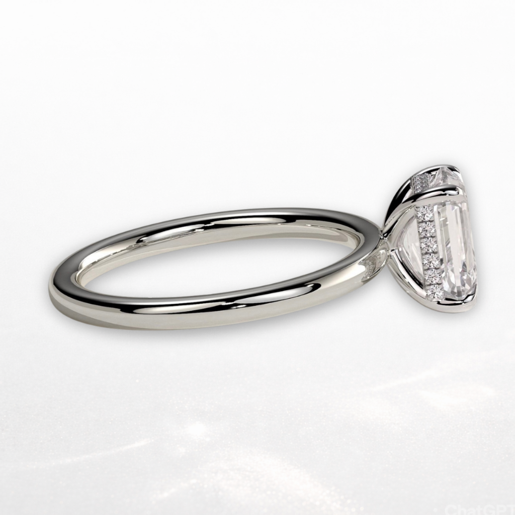 Radiant Solitaire Ring with Hidden Halo