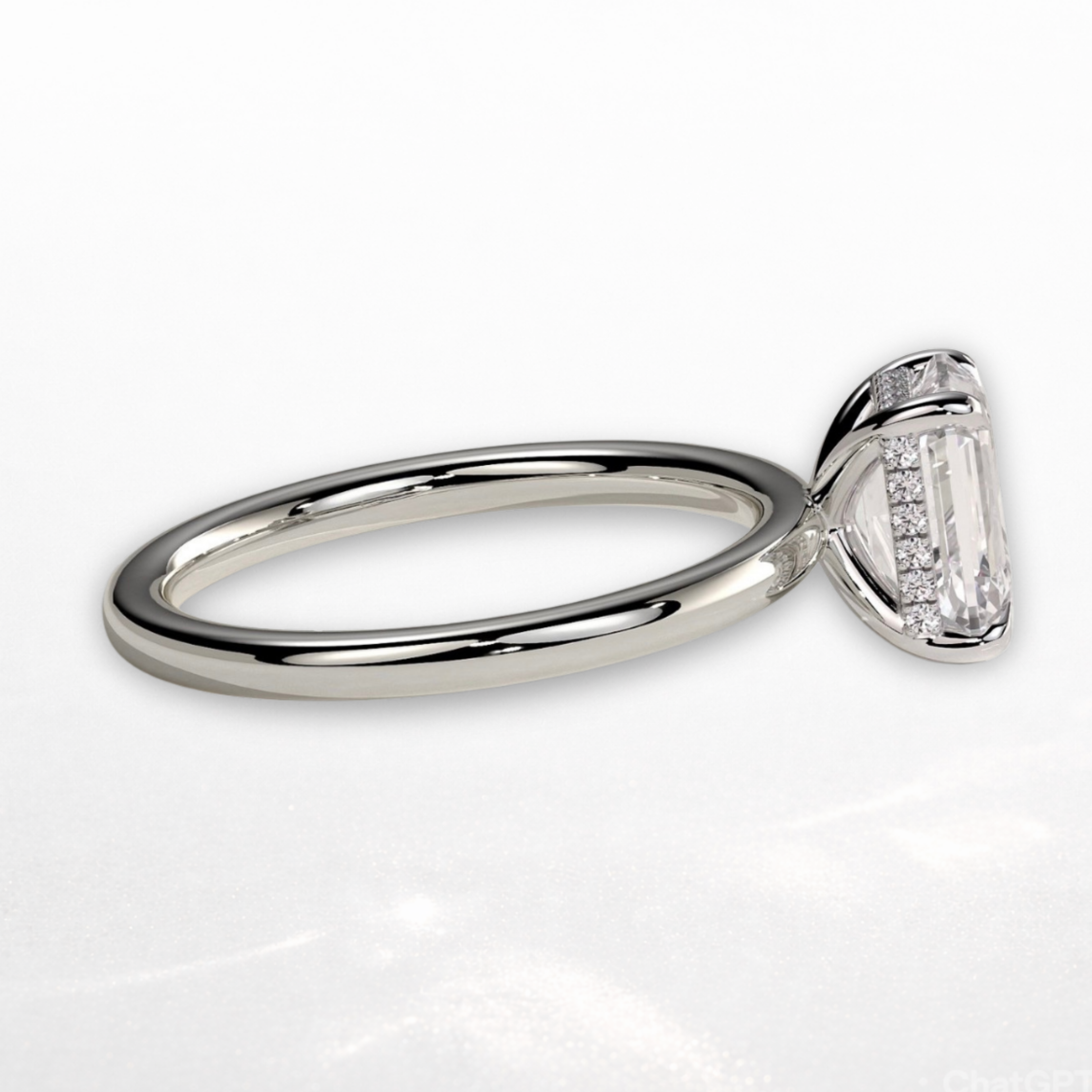 Radiant Solitaire Ring with Hidden Halo