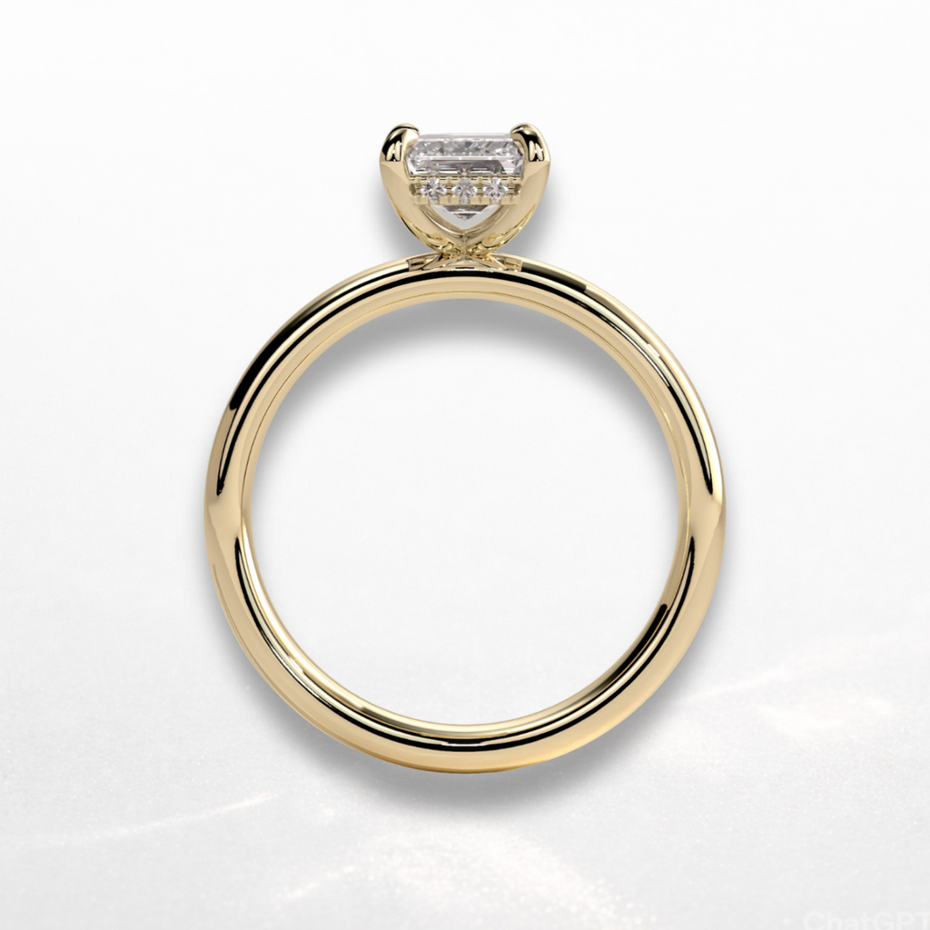 Emerald Signature Ring with Hidden Halo