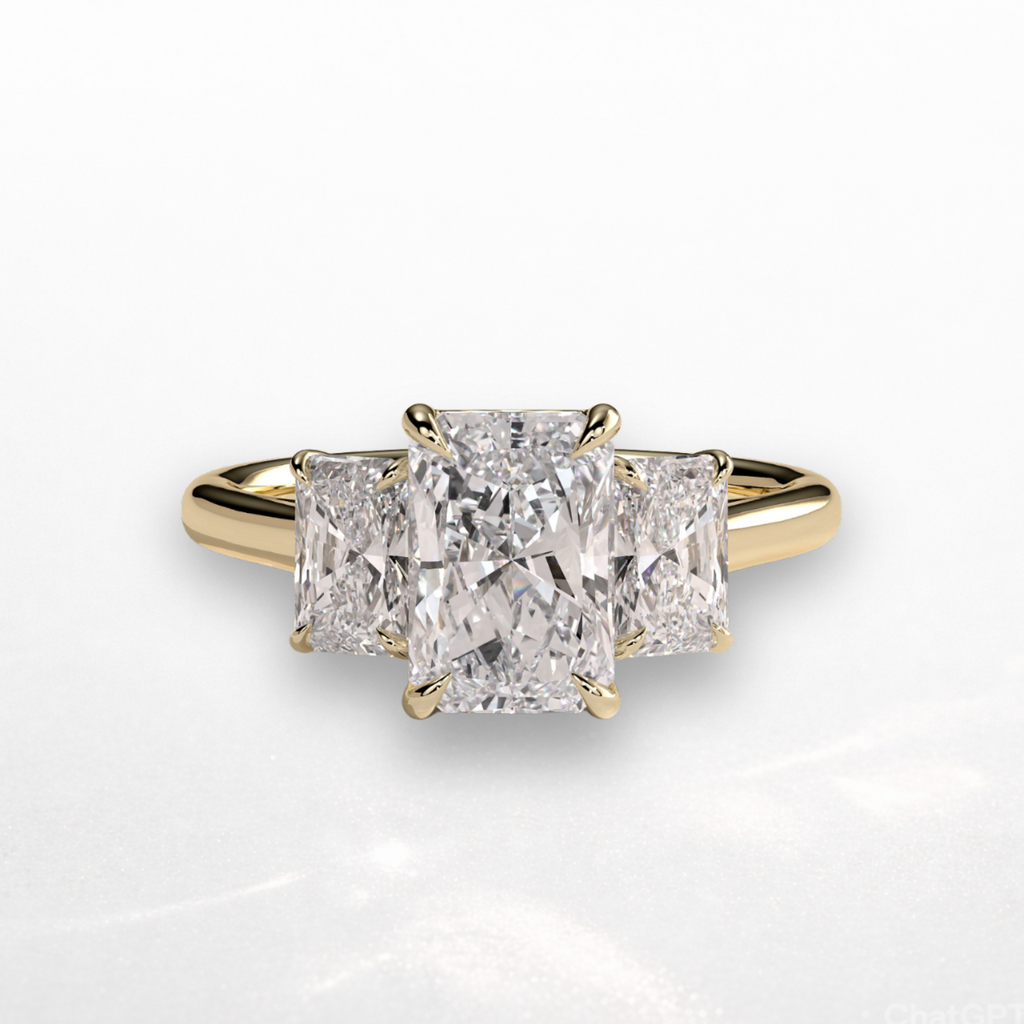 Radiant Three Stone Ring