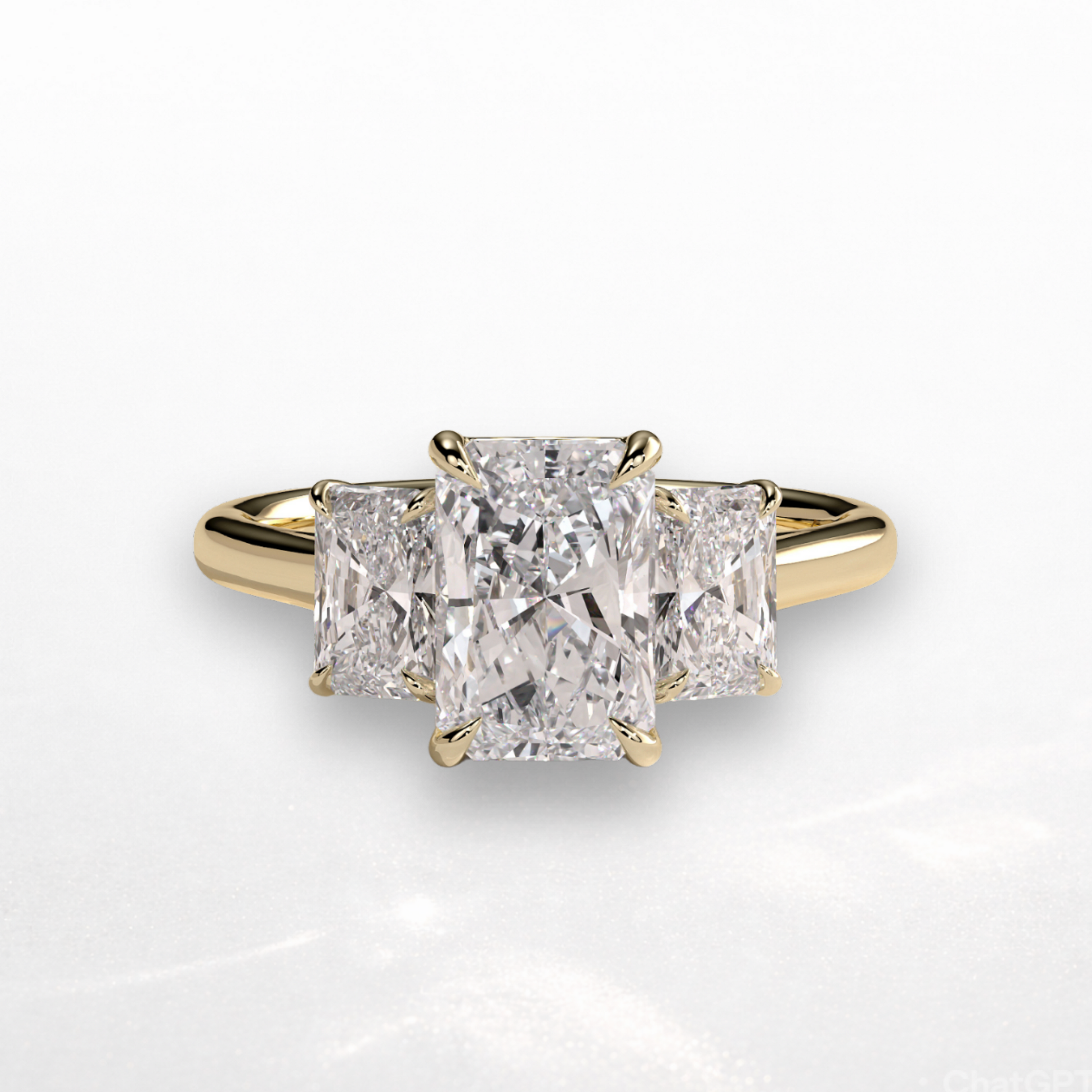 Radiant Three Stone Ring