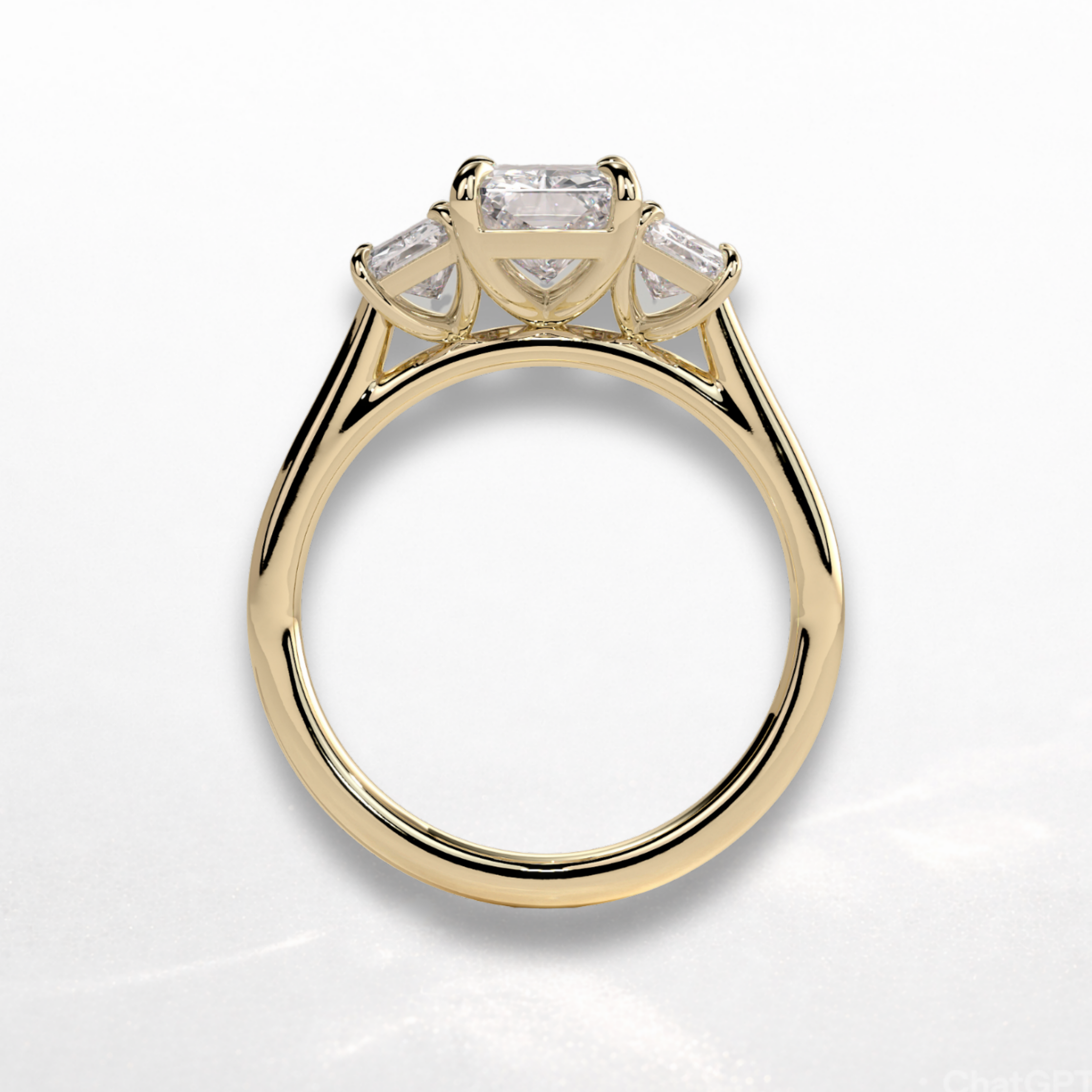Radiant Three Stone Ring