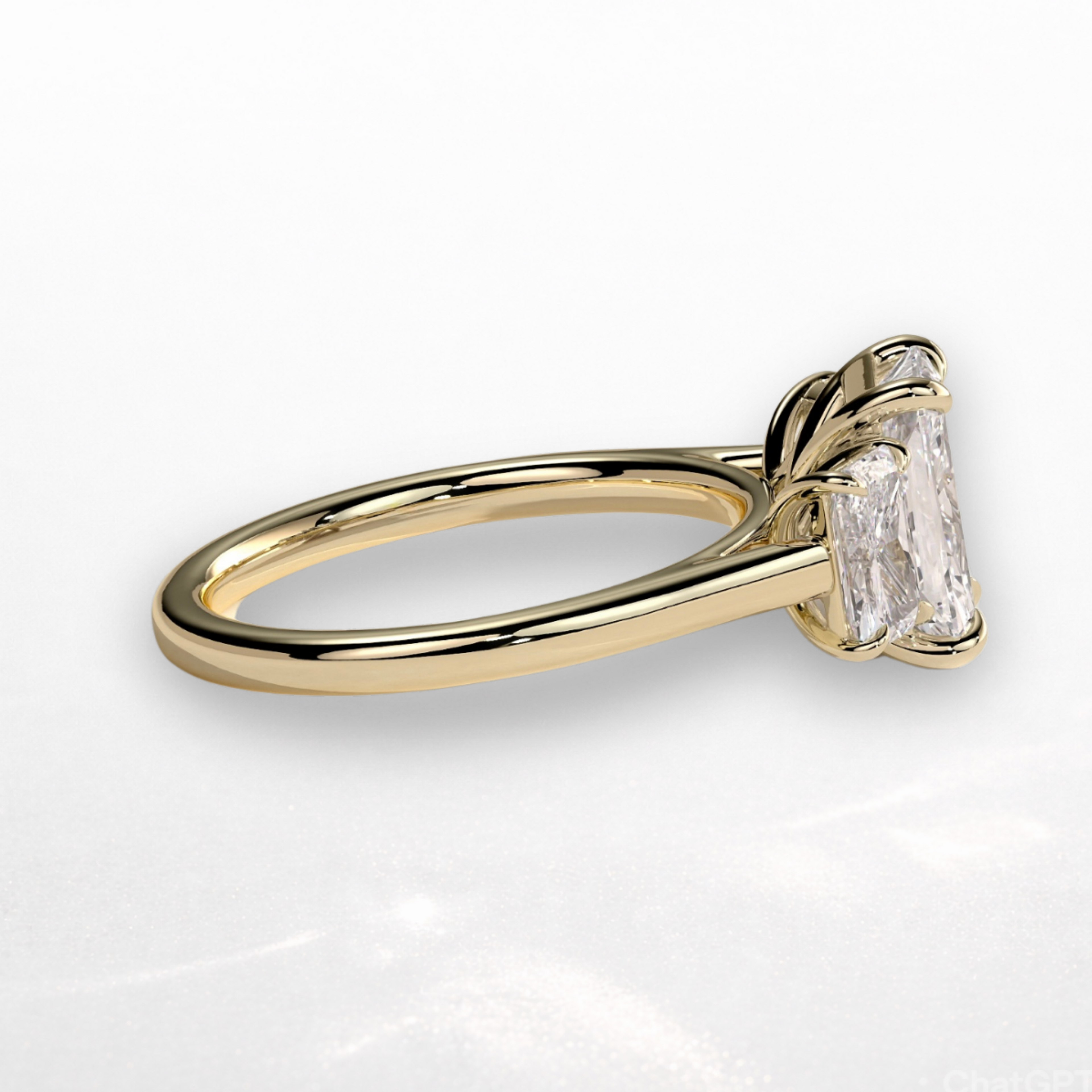 Radiant Three Stone Ring