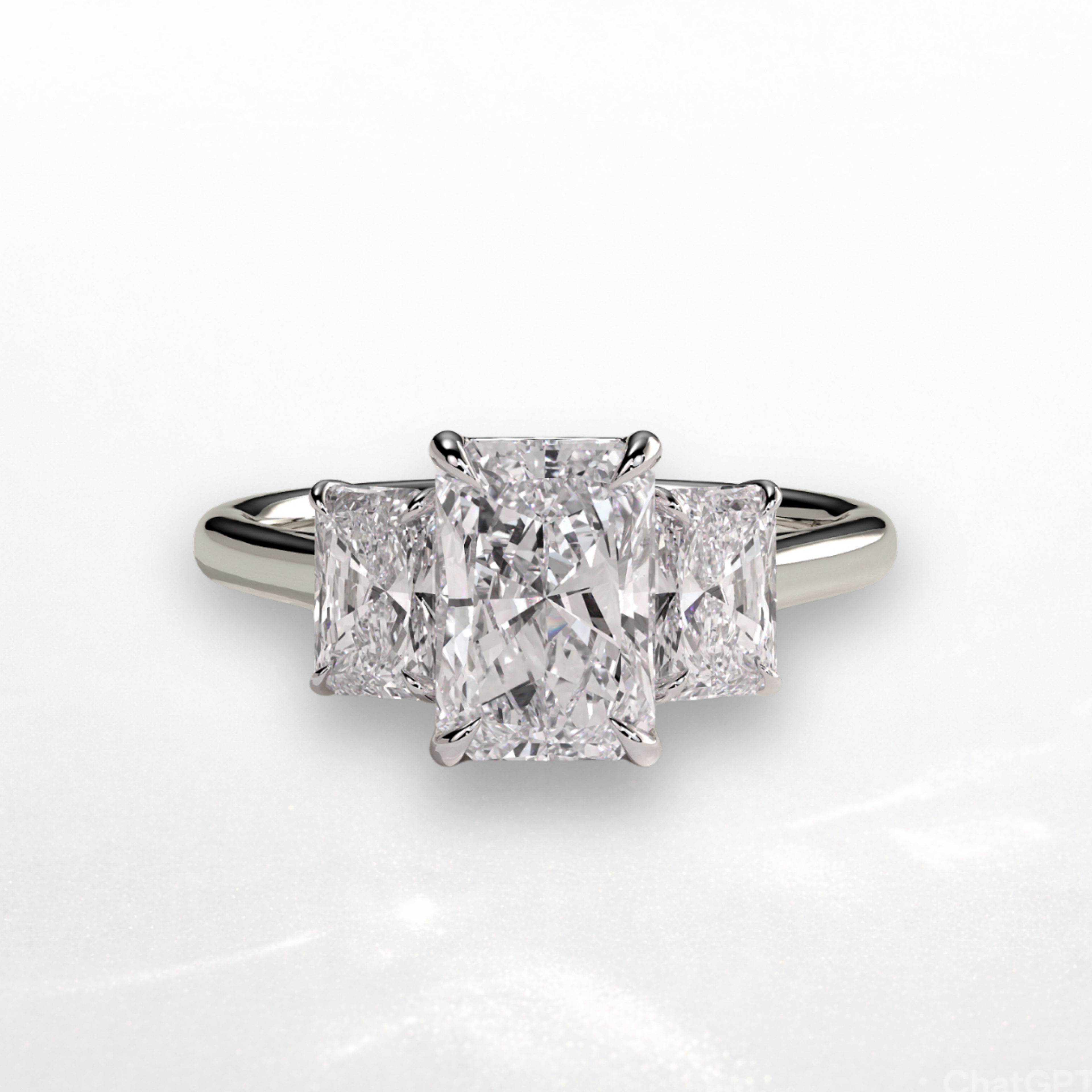 Radiant Three Stone Ring