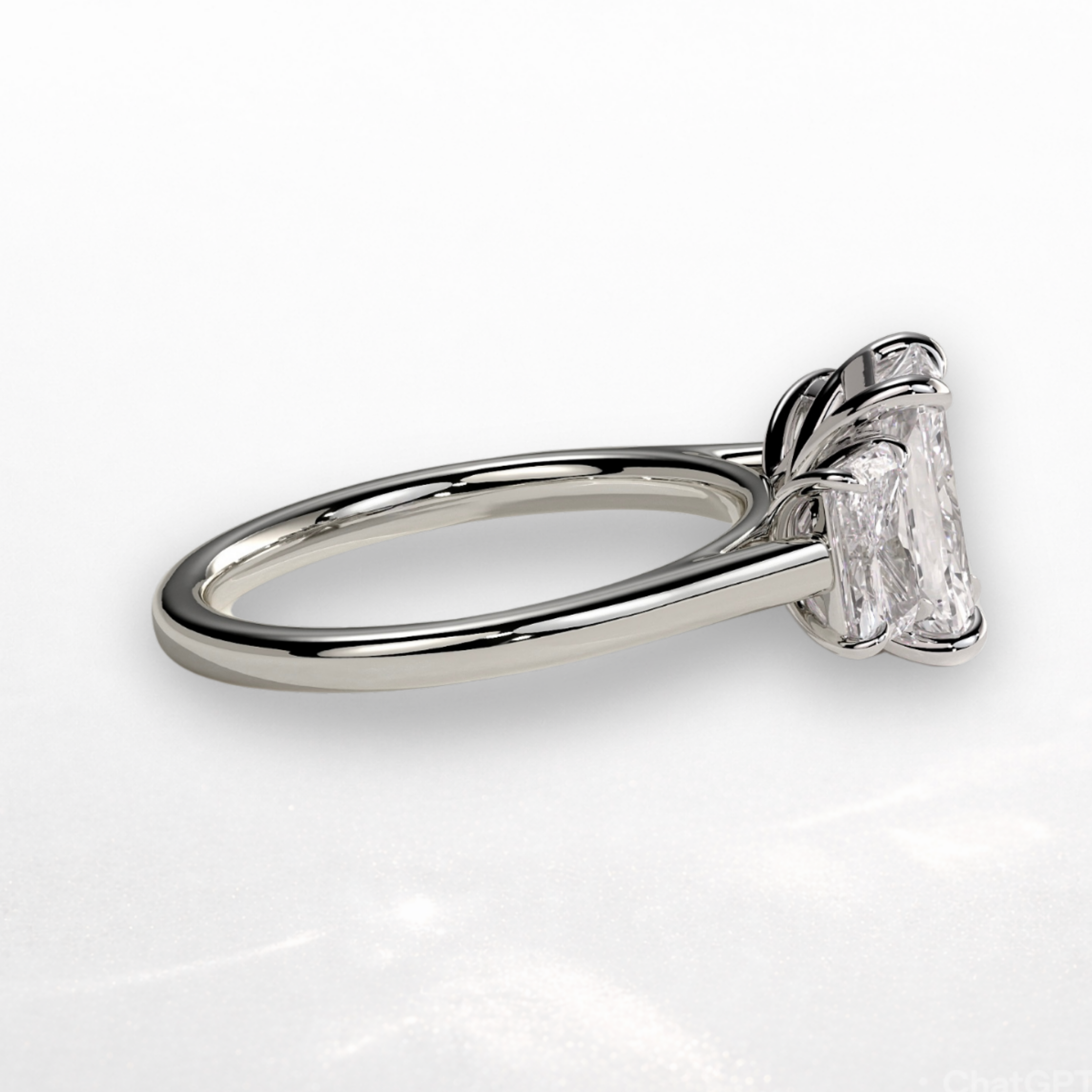 Radiant Three Stone Ring