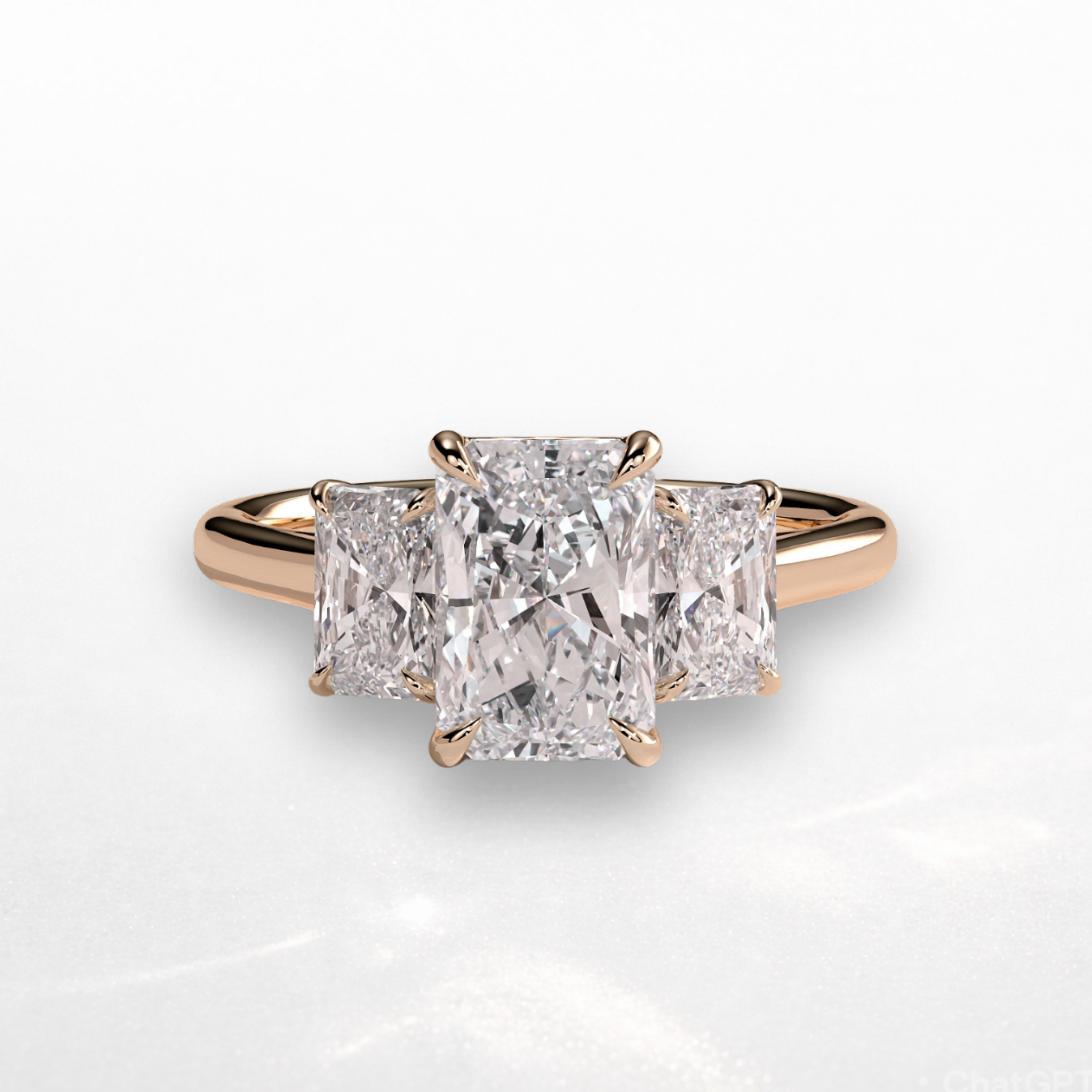 Radiant Three Stone Ring