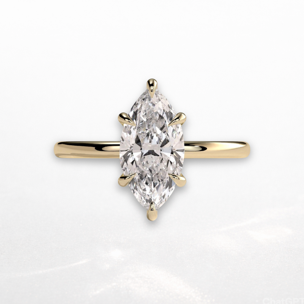 Marquise Solitaire Ring with Hidden Halo