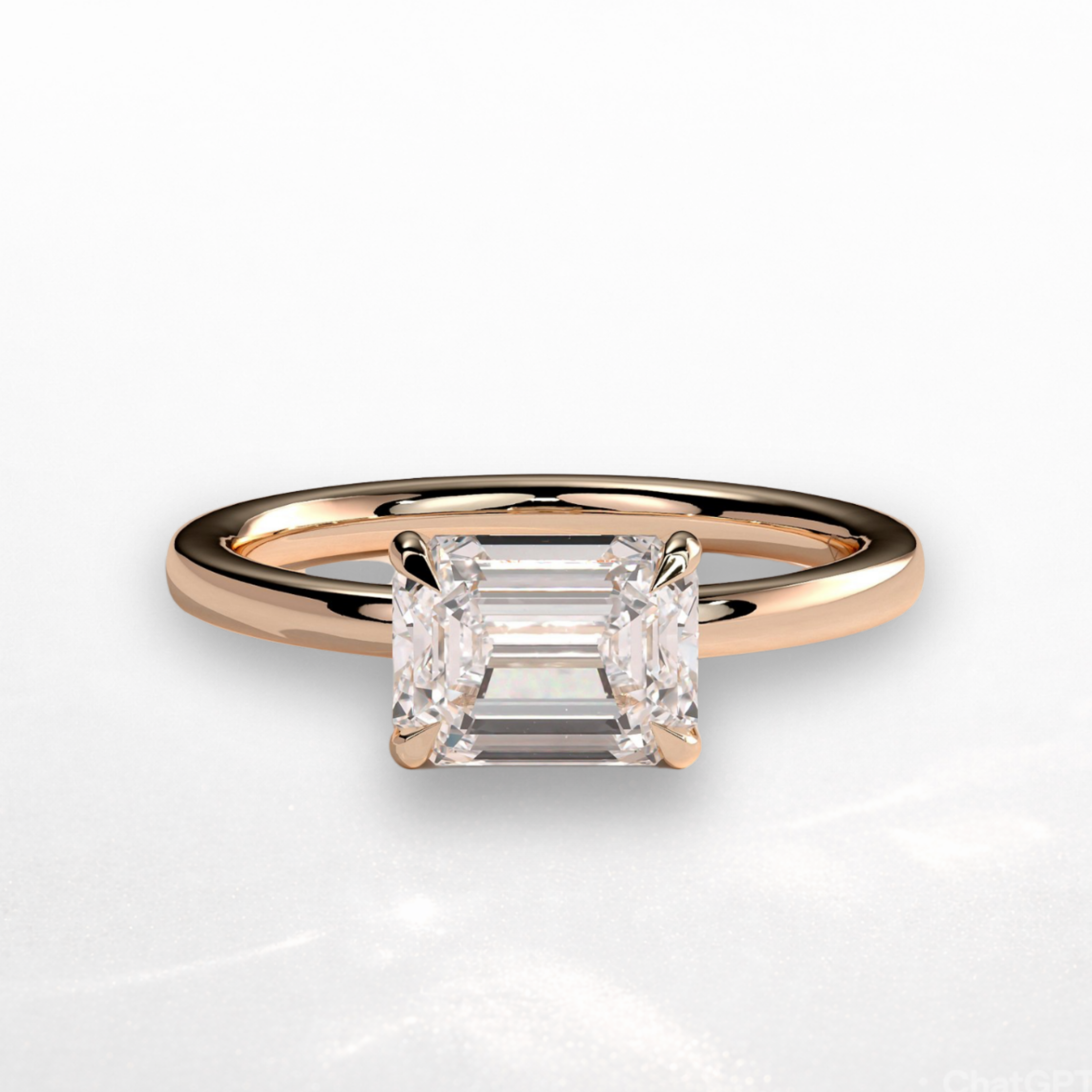 Emerald East West Solitaire Ring