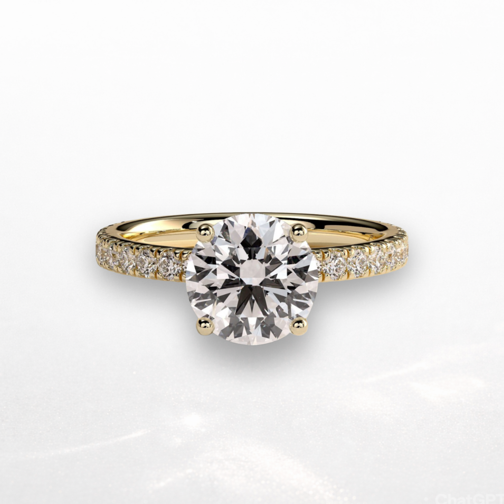 Round Pavé Solitaire Ring with Hidden Halo