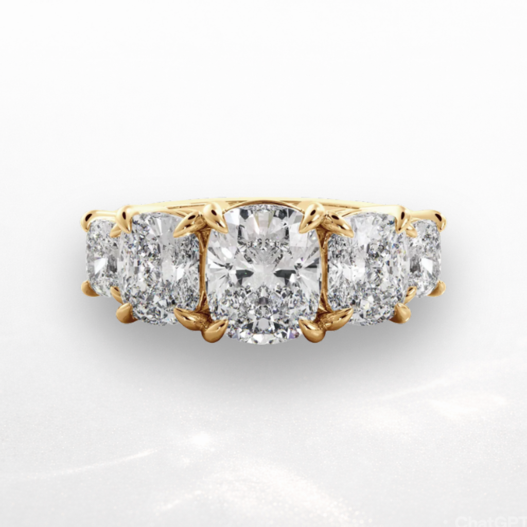 Elongated Cushion Five Stone Ring