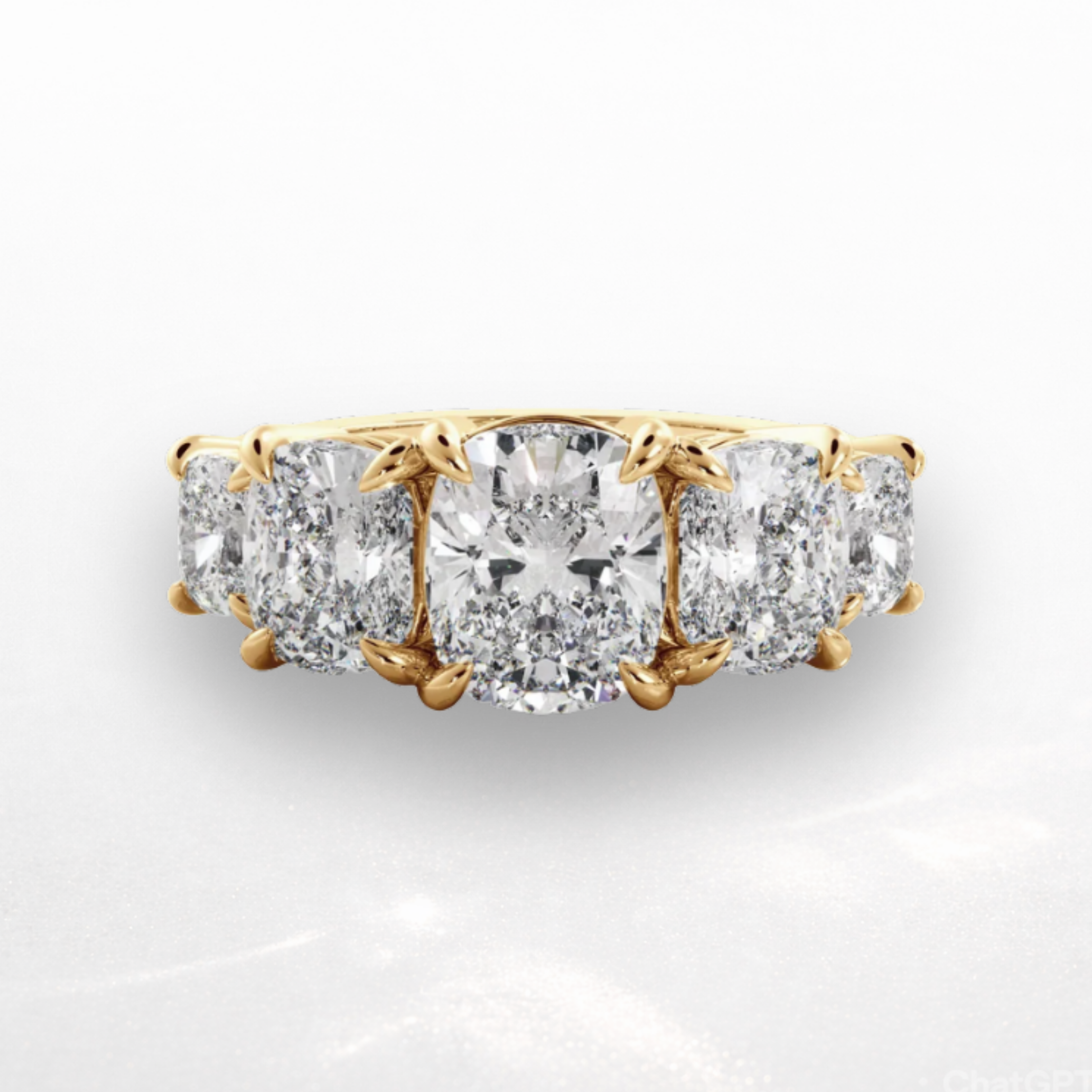 Elongated Cushion Five Stone Ring