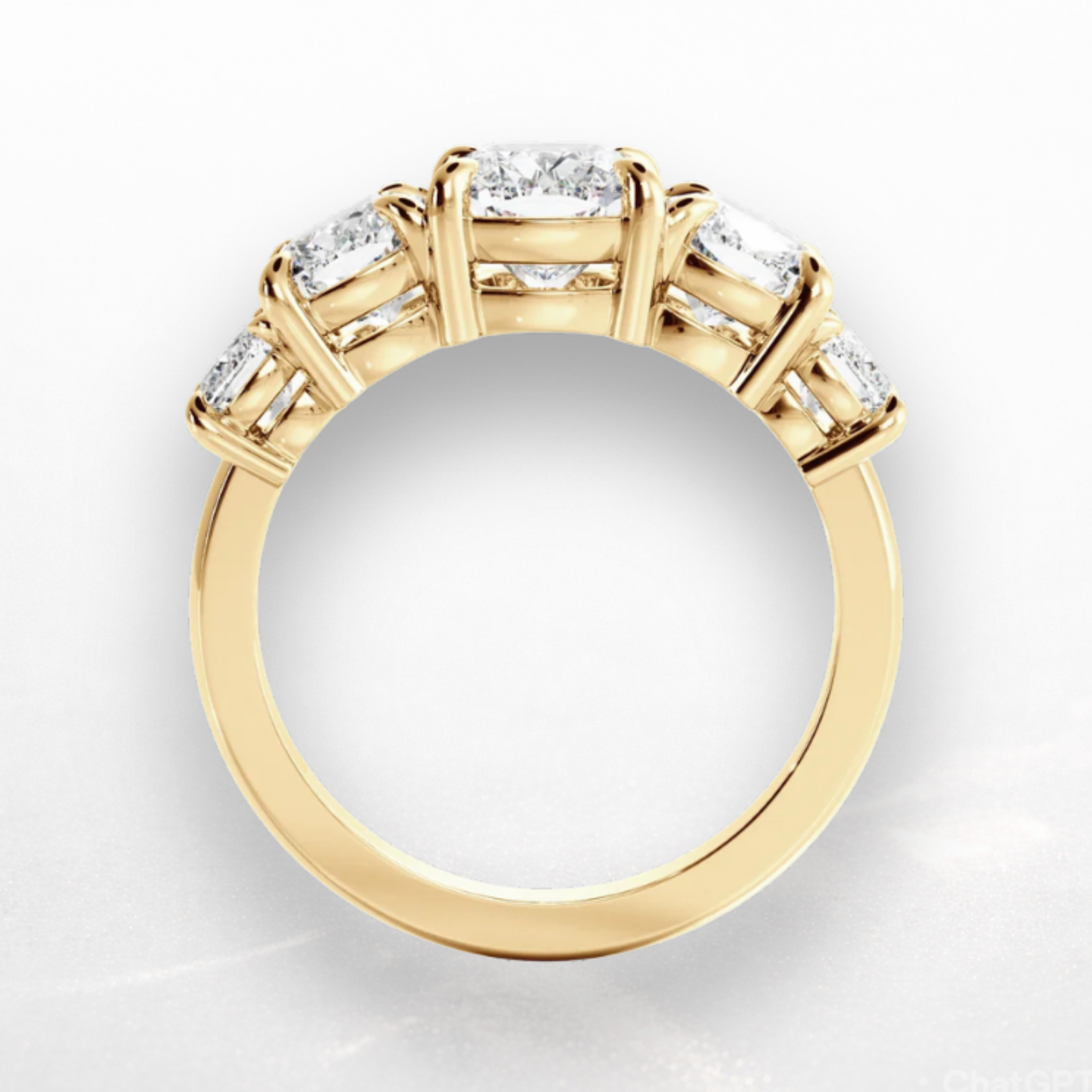 Elongated Cushion Five Stone Ring