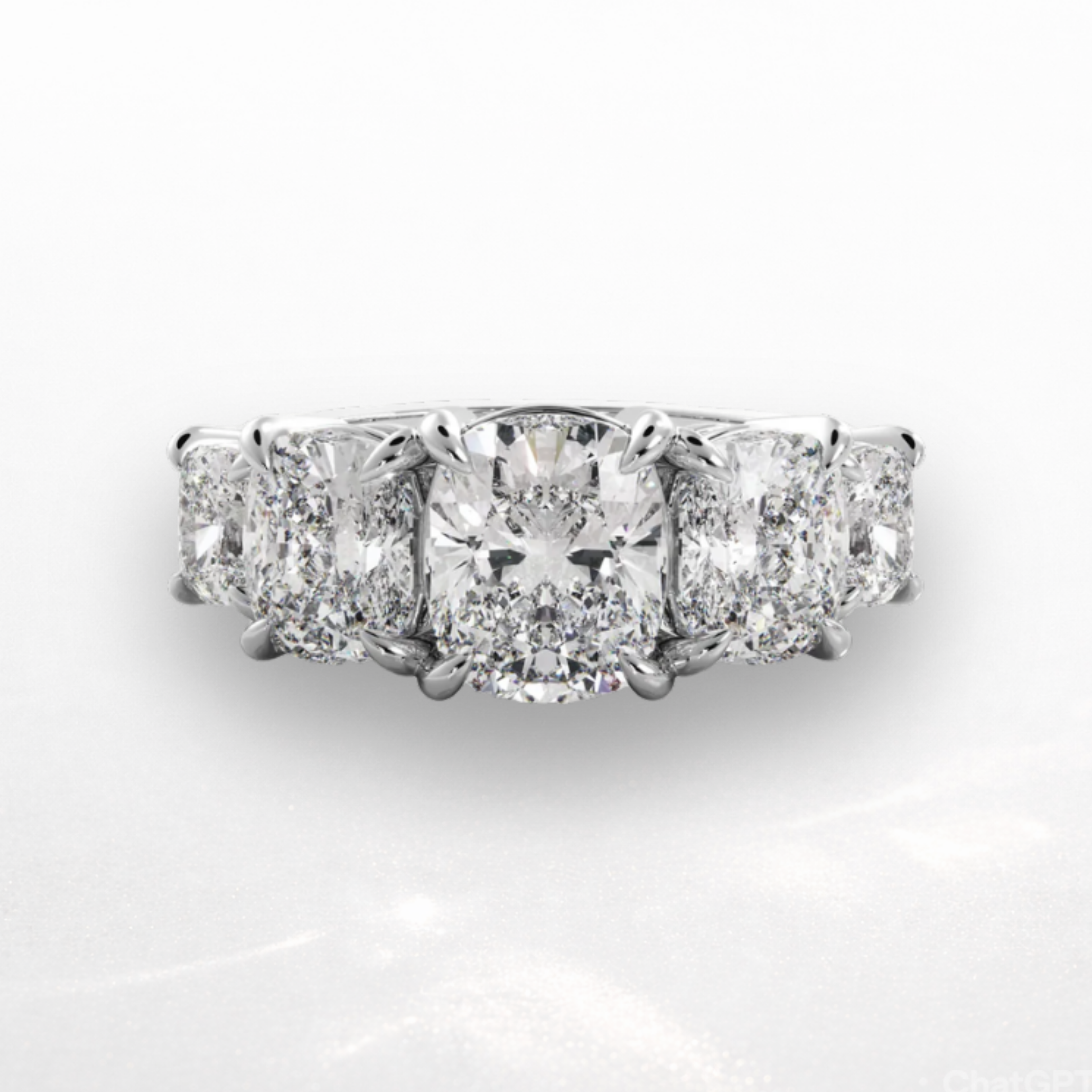 Elongated Cushion Five Stone Ring