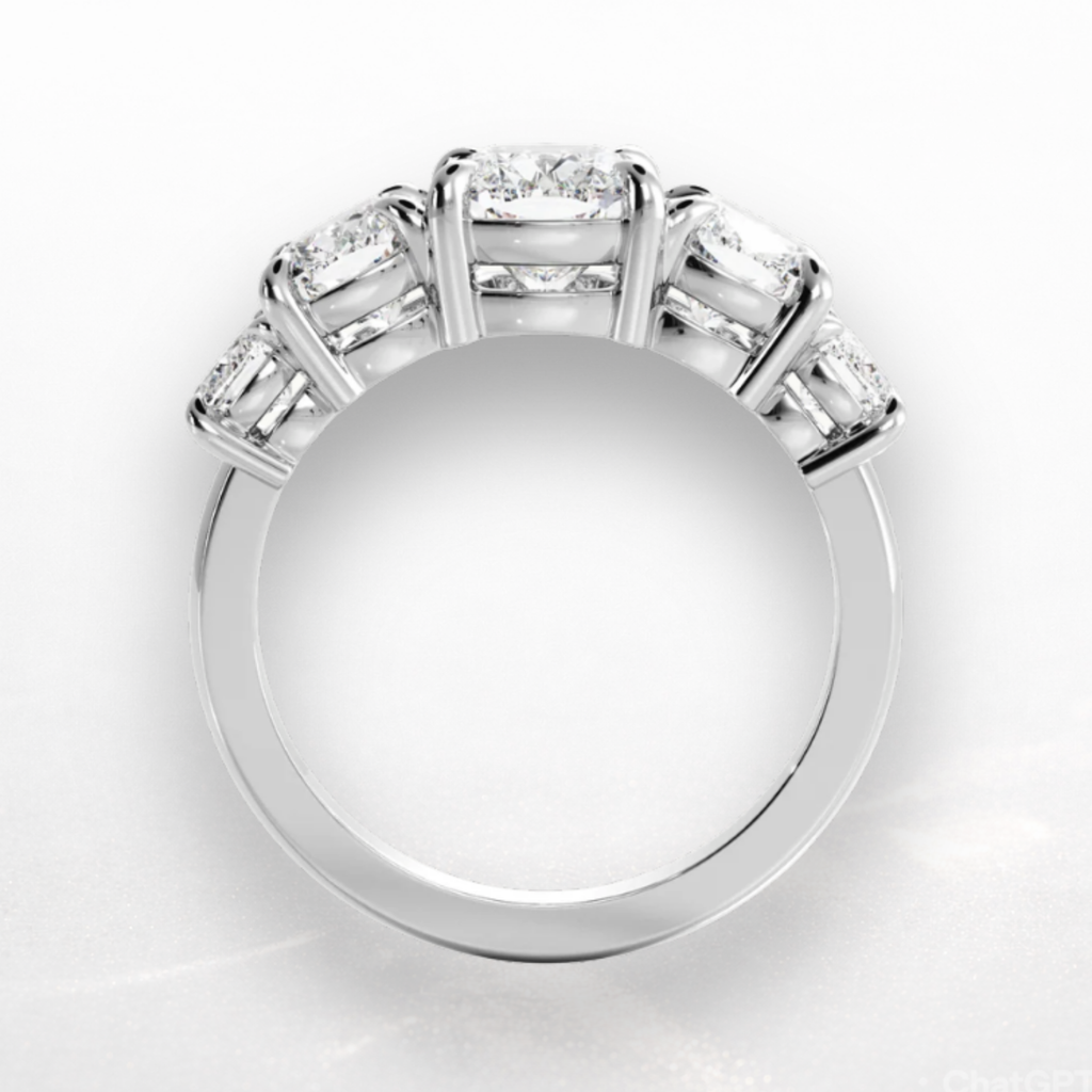 Elongated Cushion Five Stone Ring