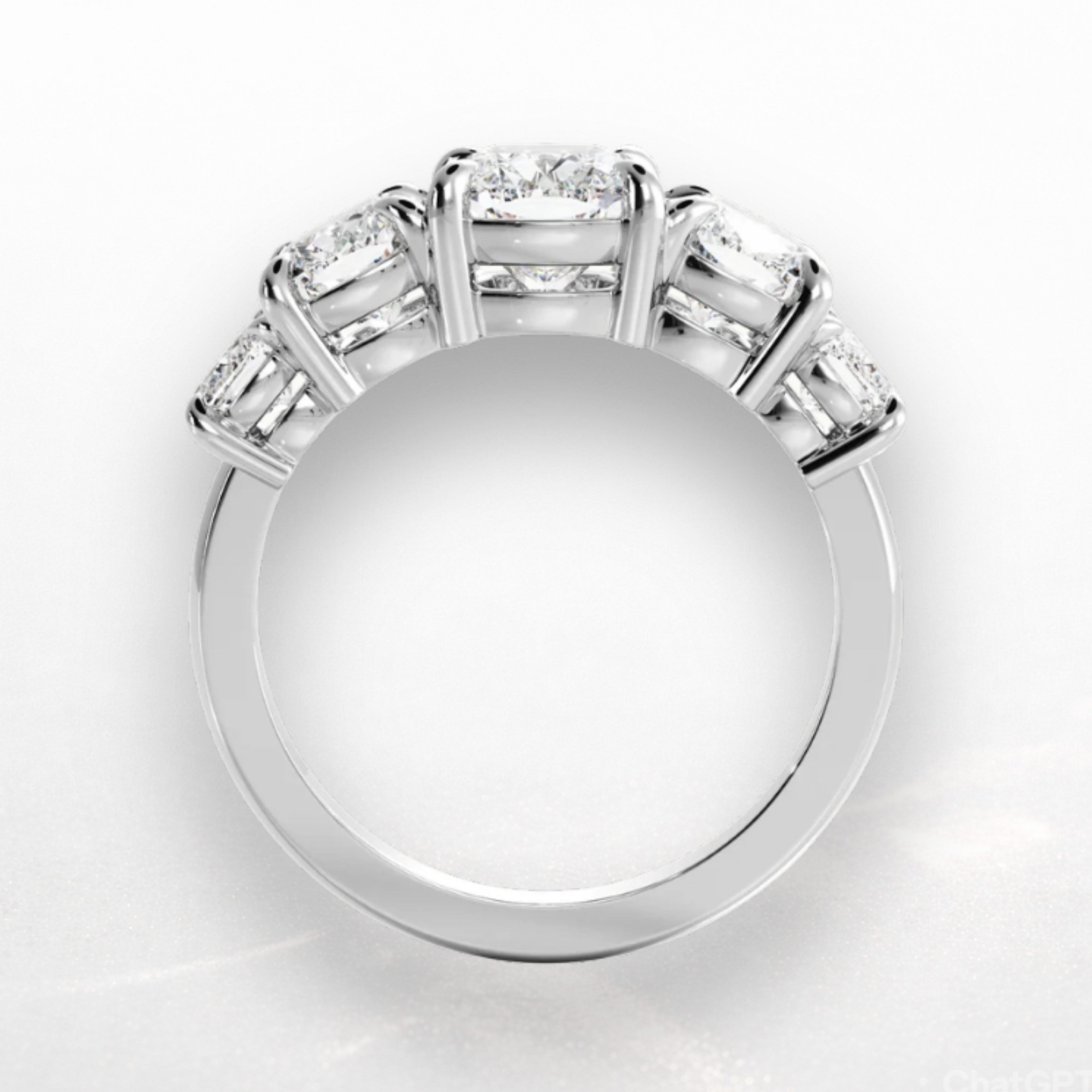 Elongated Cushion Five Stone Ring