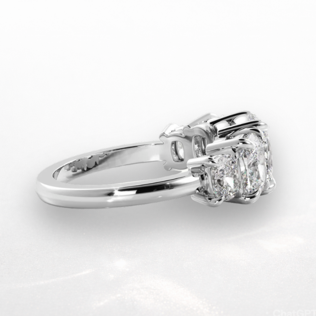 Elongated Cushion Five Stone Ring
