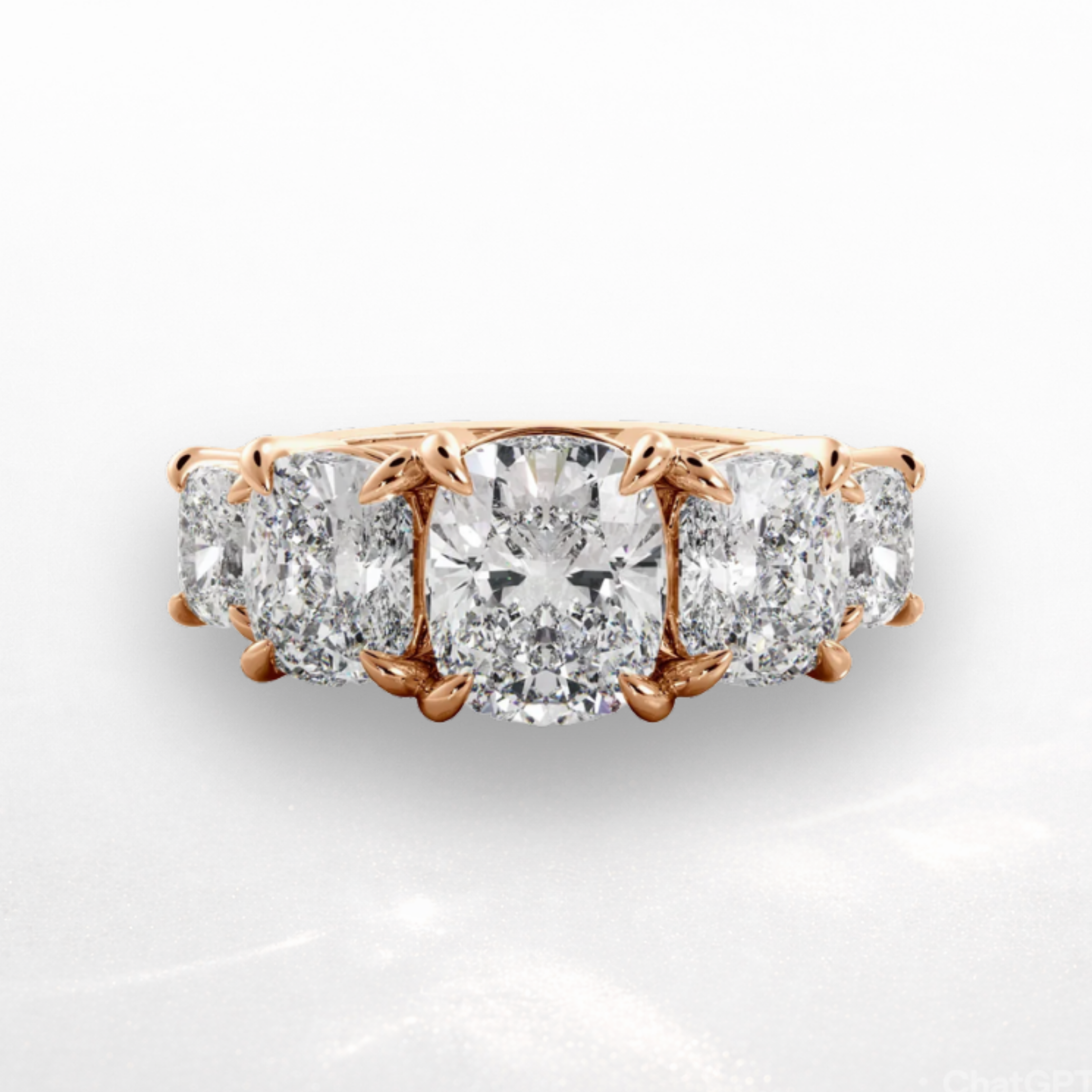 Elongated Cushion Five Stone Ring