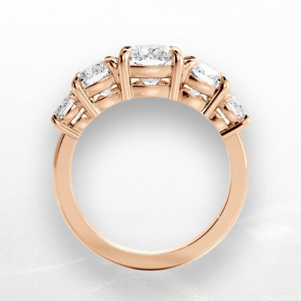 Elongated Cushion Five Stone Ring