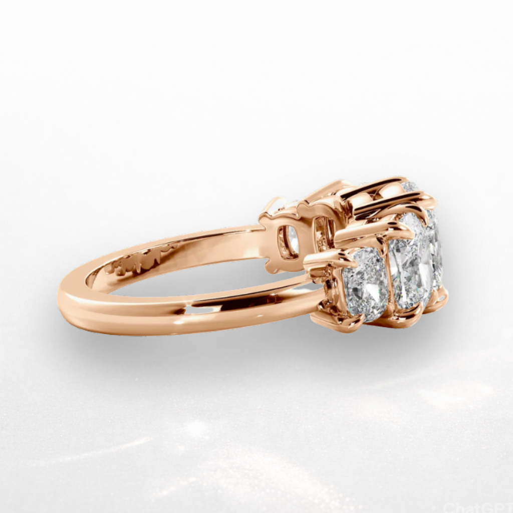 Elongated Cushion Five Stone Ring
