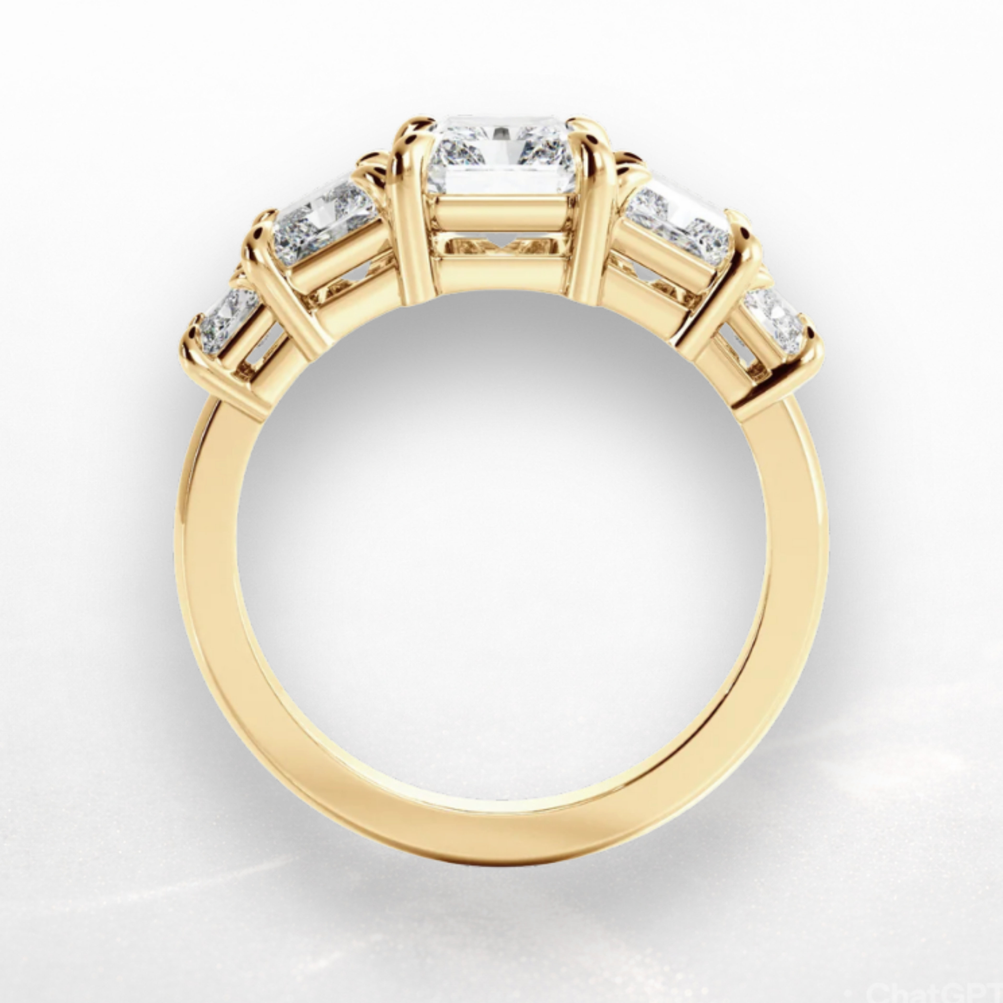 Radiant Cushion Five Stone Ring