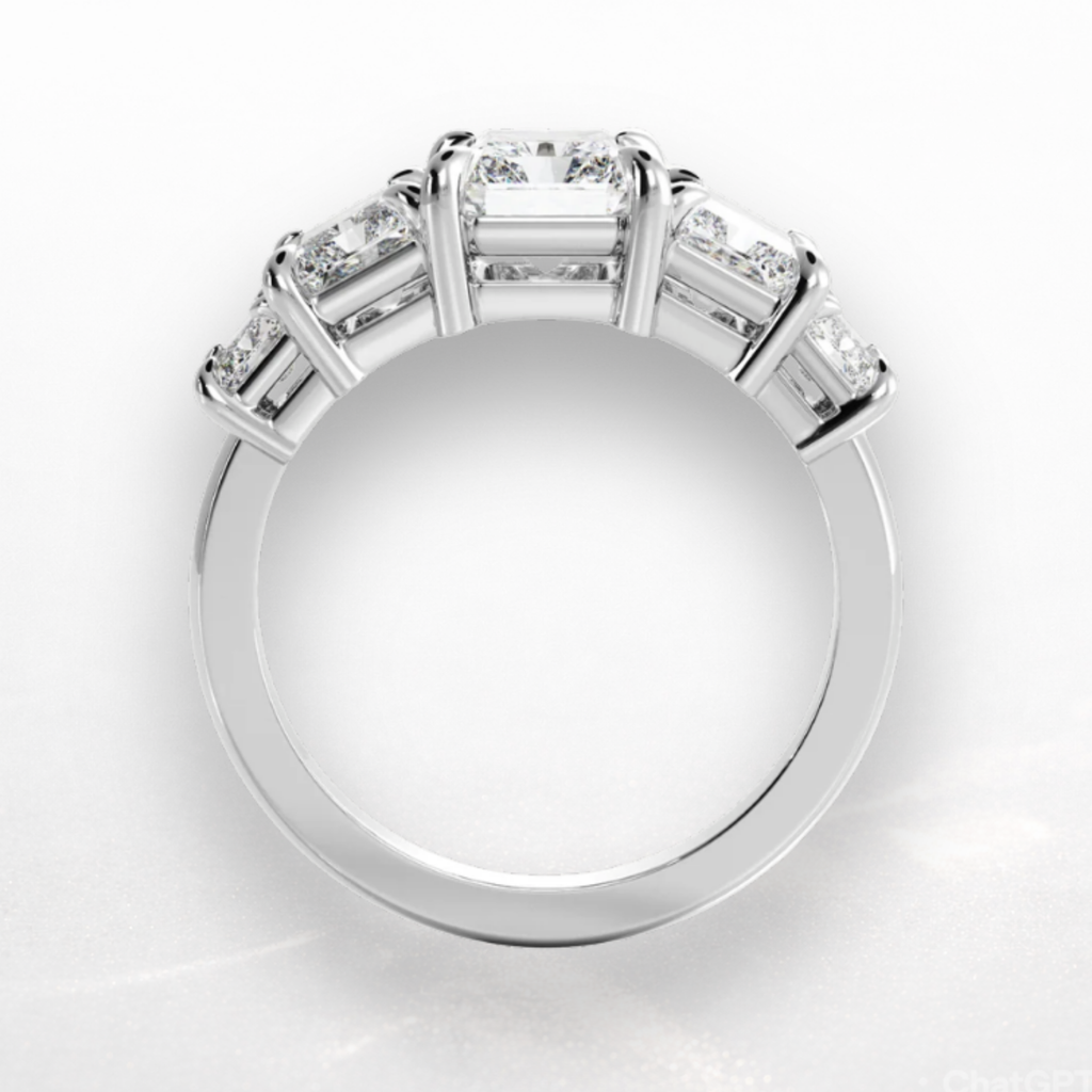 Radiant Cushion Five Stone Ring