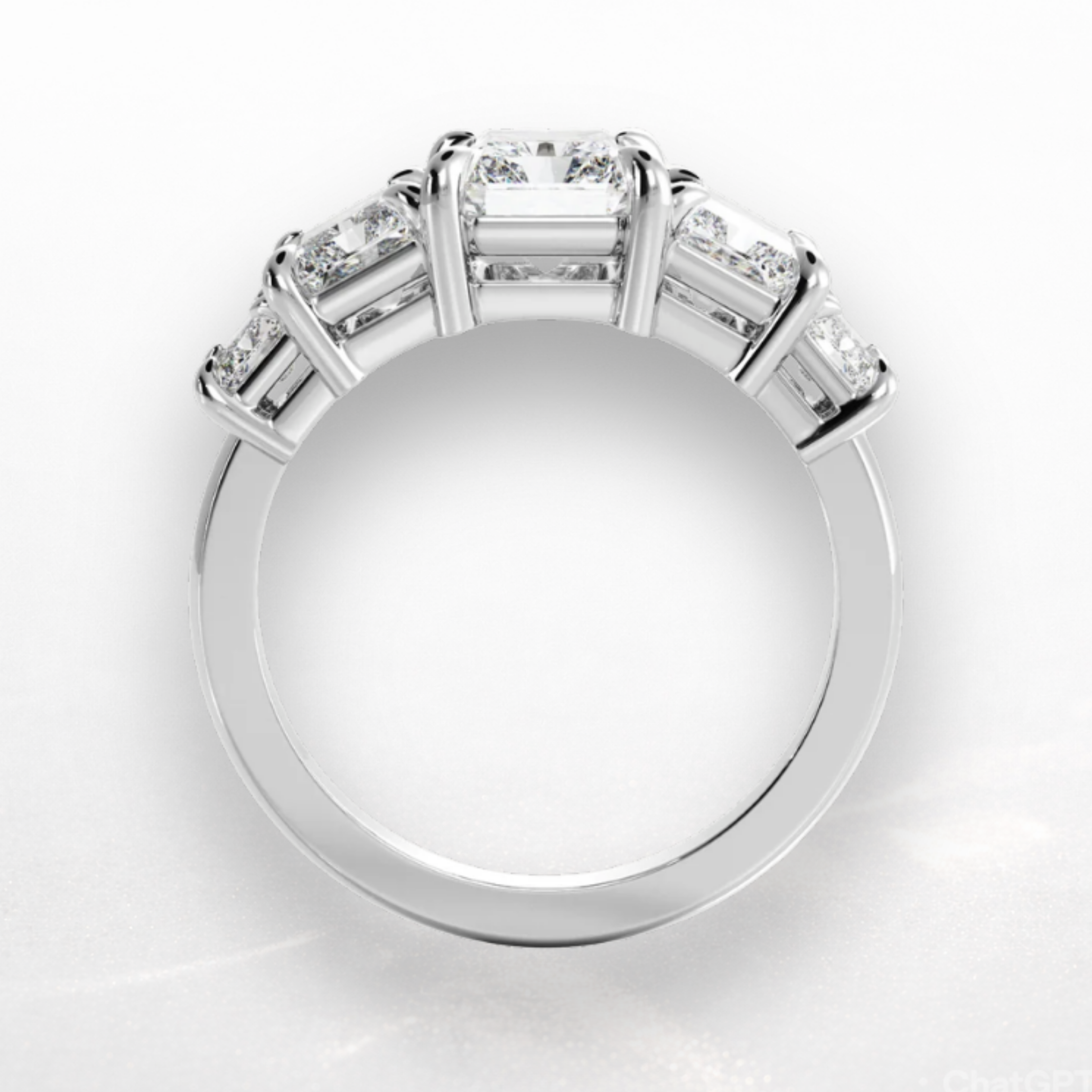 Radiant Cushion Five Stone Ring