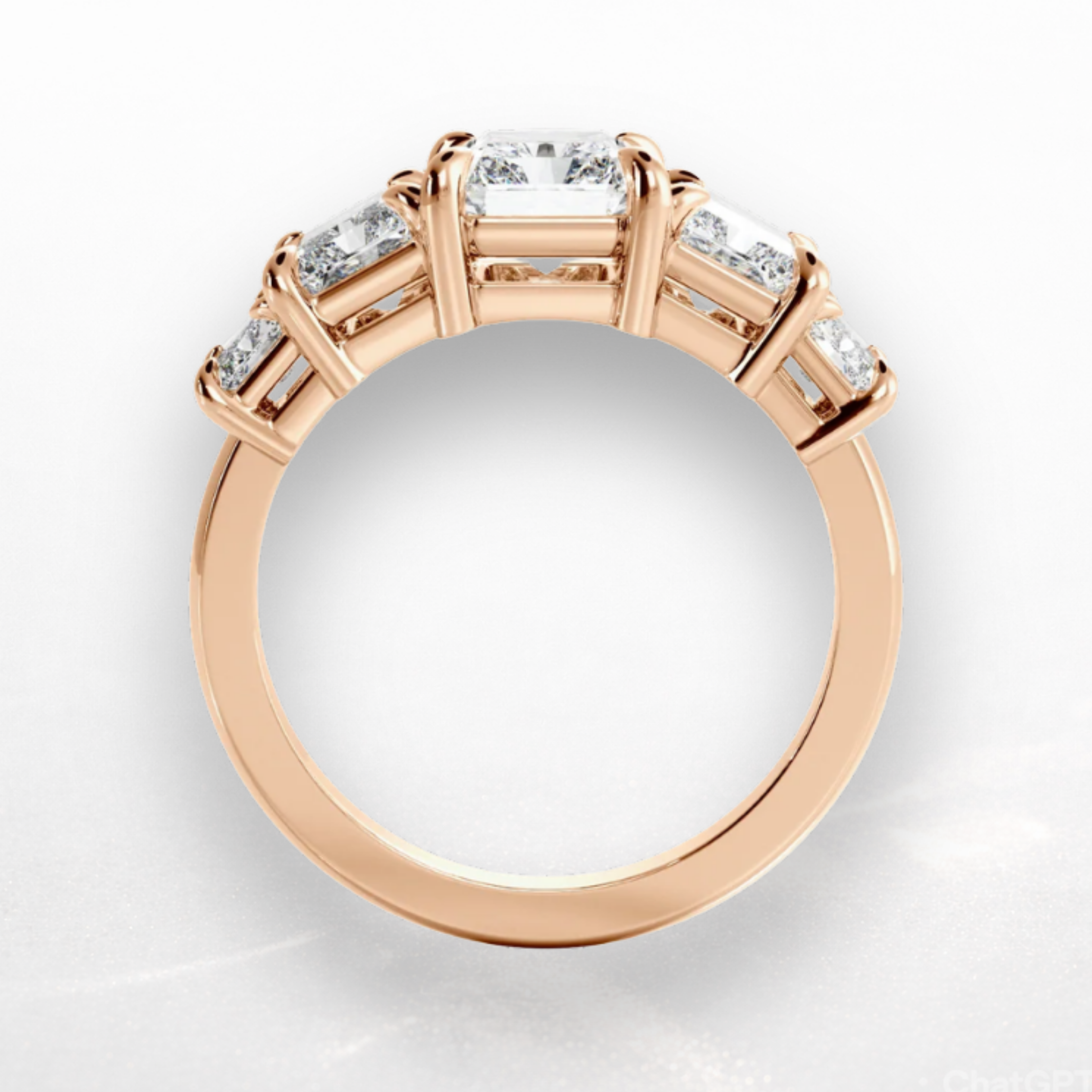 Radiant Cushion Five Stone Ring