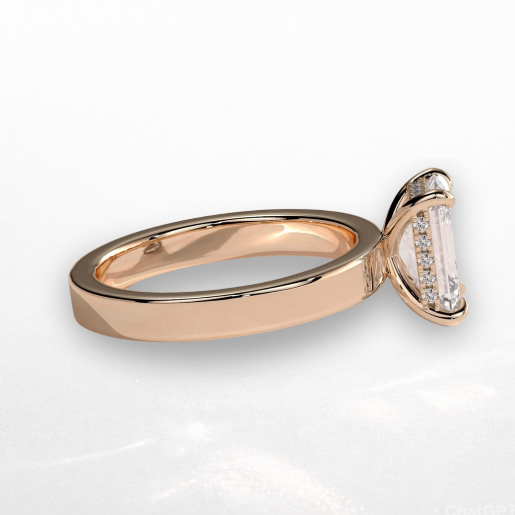 Emerald Statement Ring with Hidden Halo