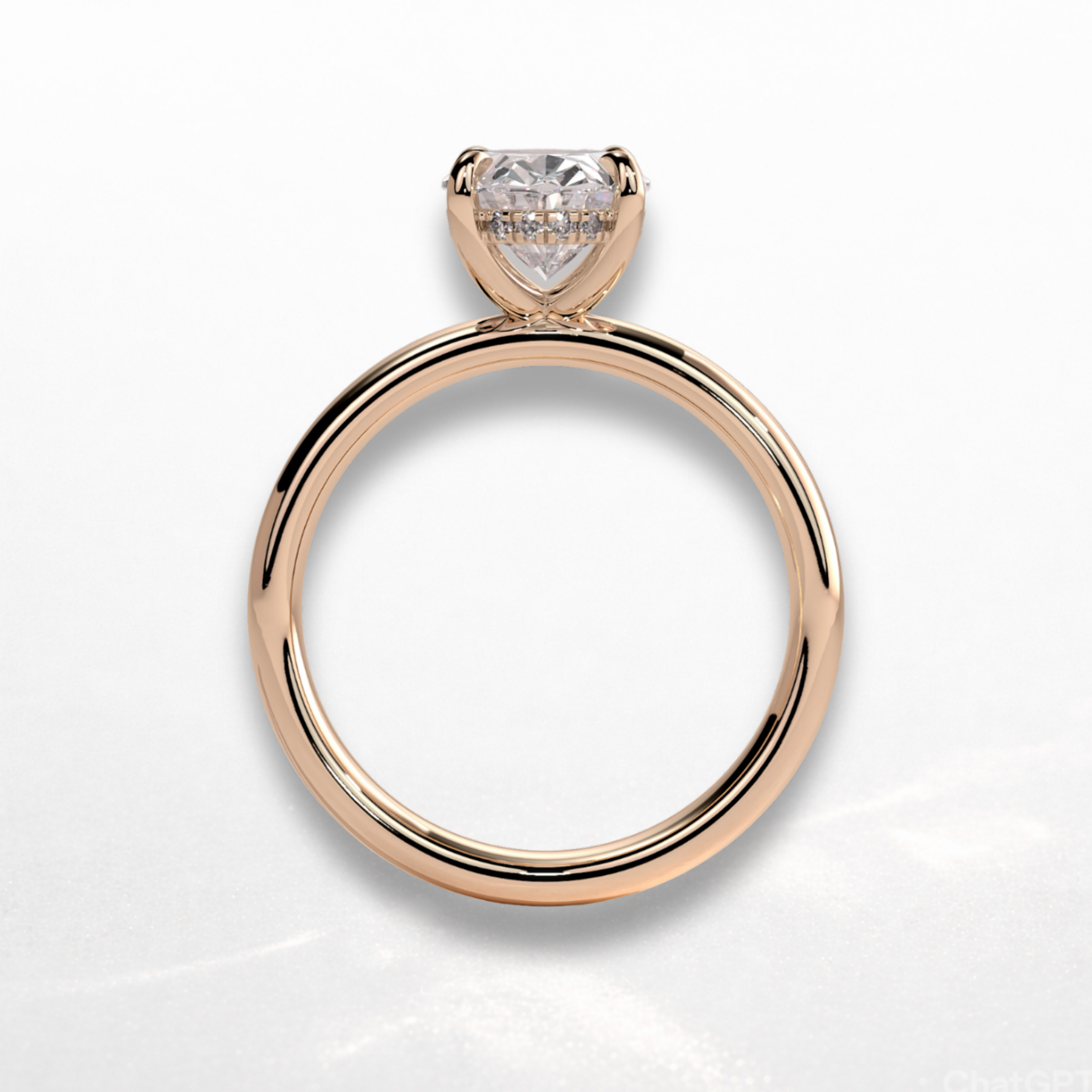 Oval Signature Ring with Hidden Halo