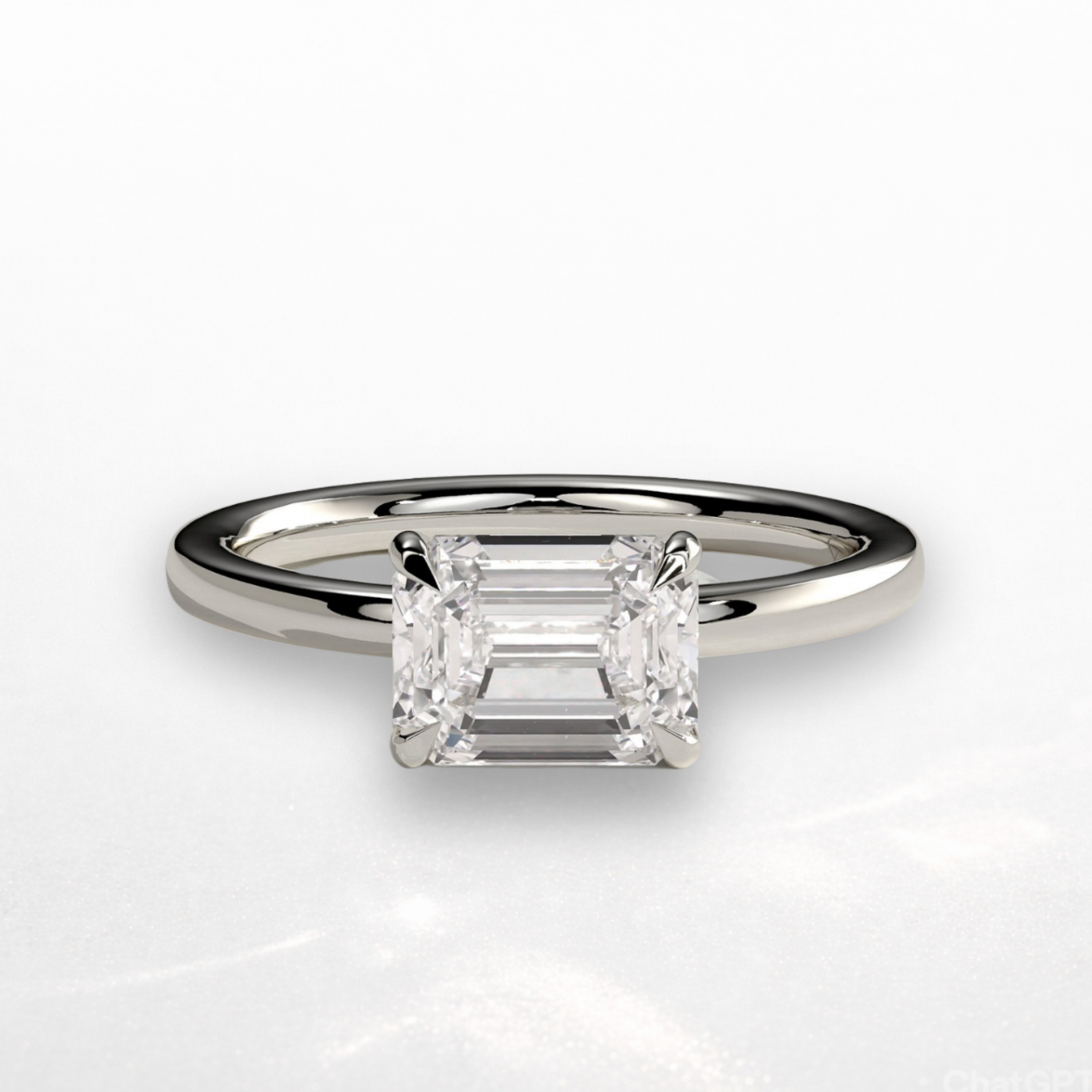 Emerald East West Solitaire Ring