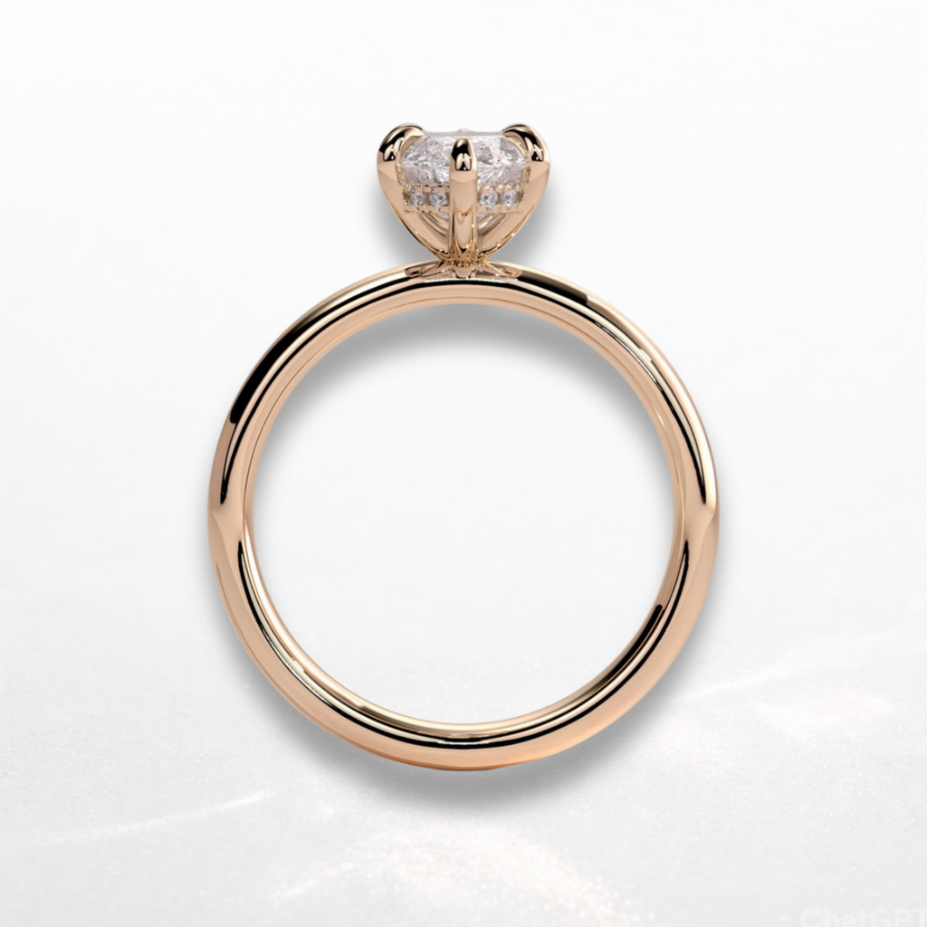 Marquise Signature Ring with Hidden Halo