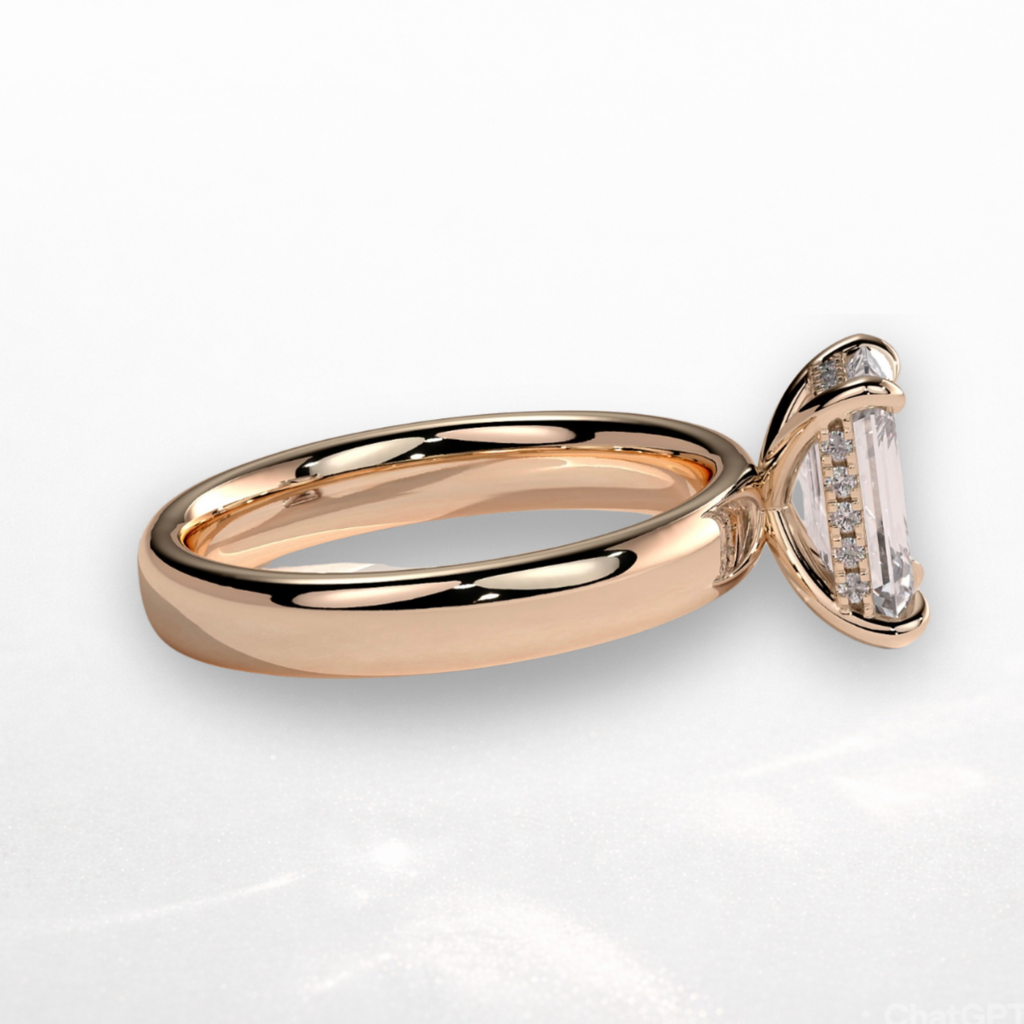 Emerald Signature Ring with Hidden Halo