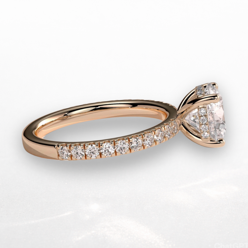 Round Pavé Solitaire Ring with Hidden Halo
