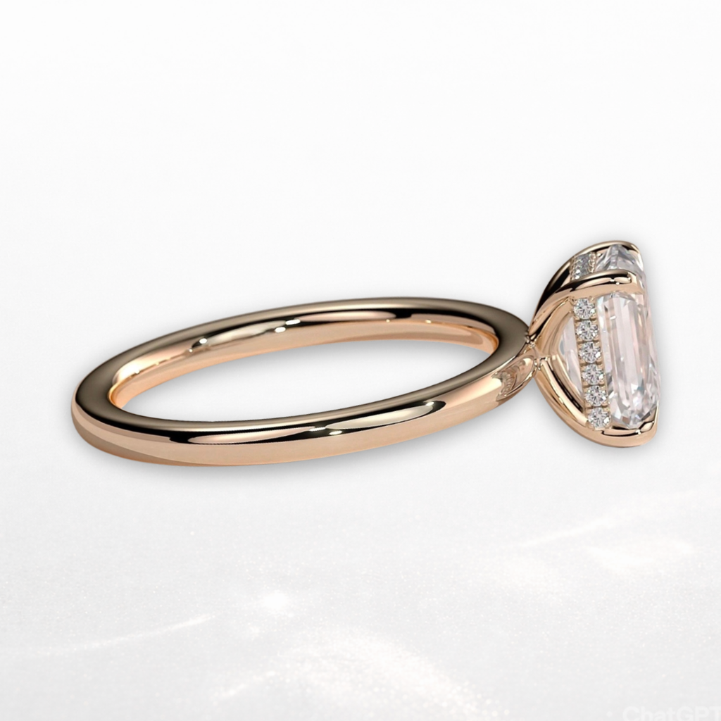 Radiant Solitaire Ring with Hidden Halo