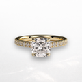 Cushion Pavé Solitaire Ring with Hidden Halo