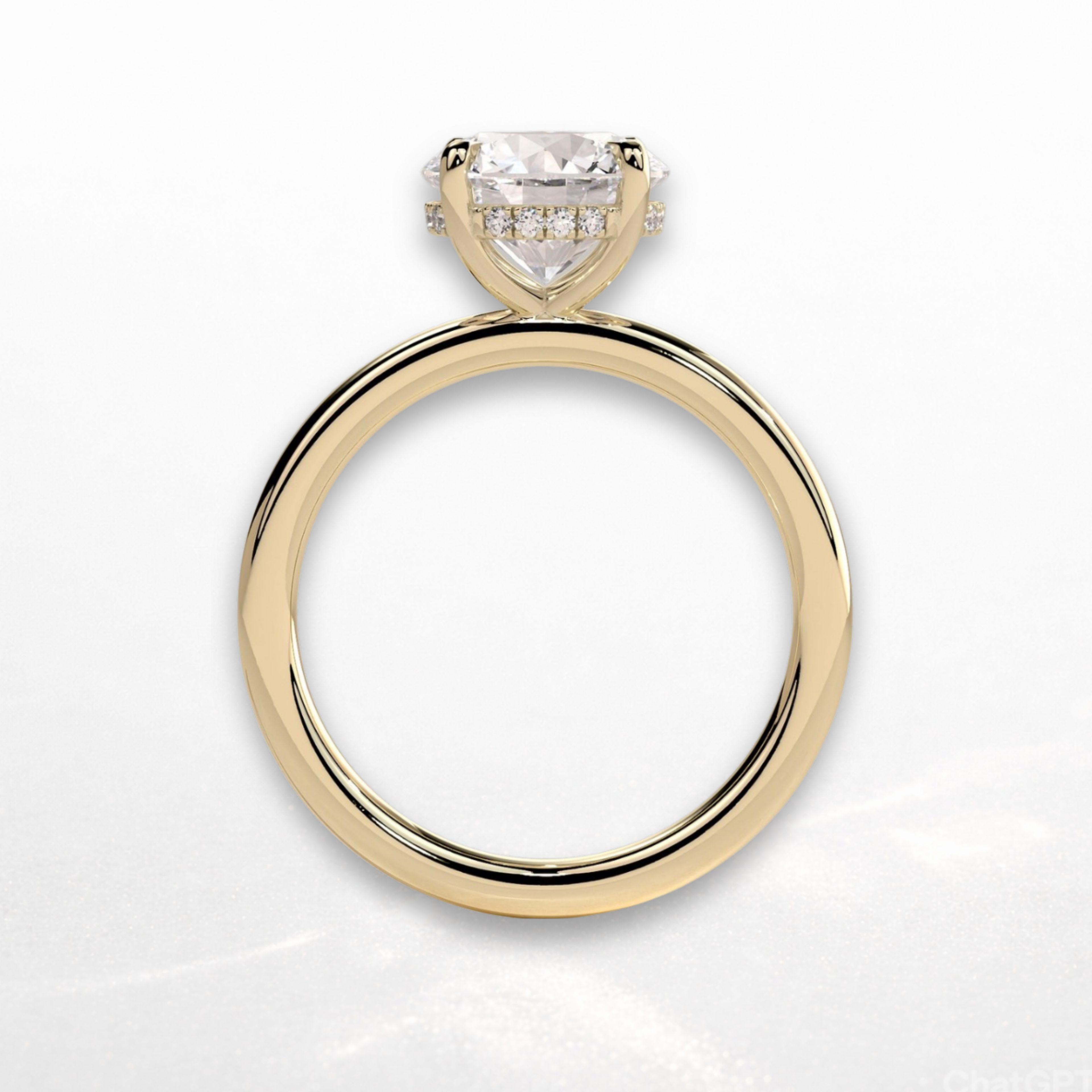 Round Solitaire Ring with Hidden Halo