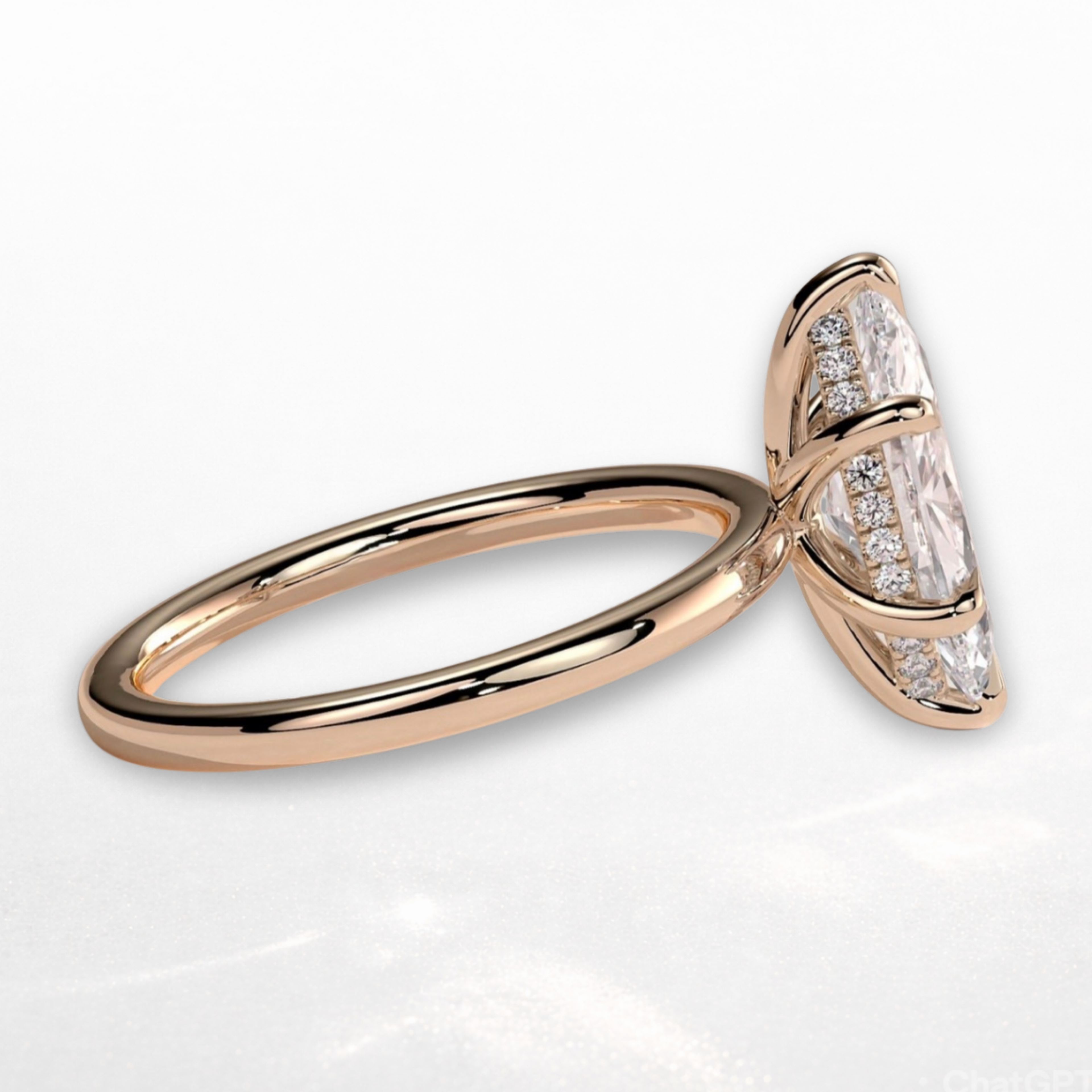 Marquise Solitaire Ring with Hidden Halo