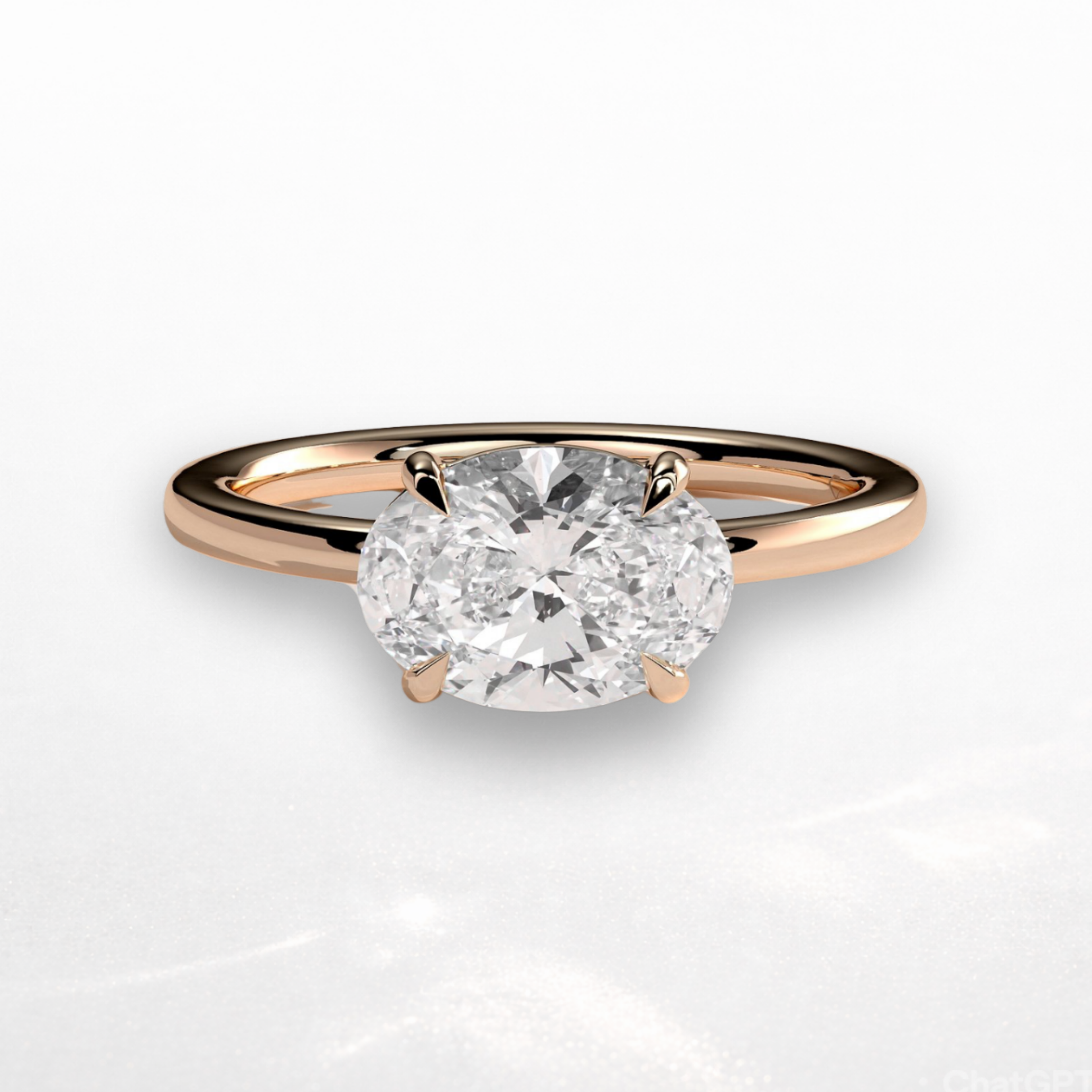 Oval East West Solitaire Ring