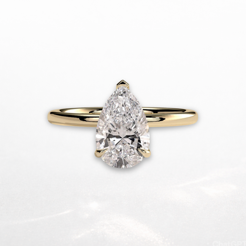 Pear Solitaire Ring