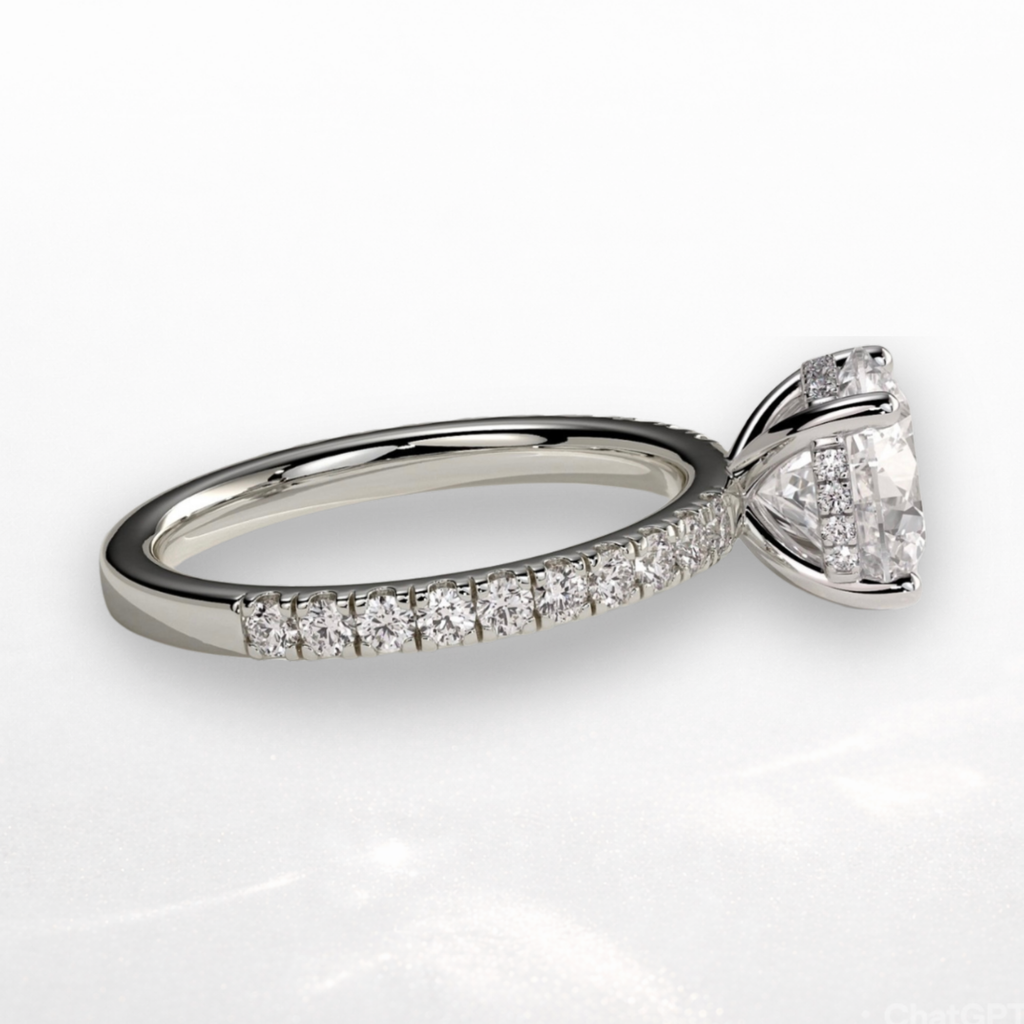 Round Pavé Solitaire Ring with Hidden Halo