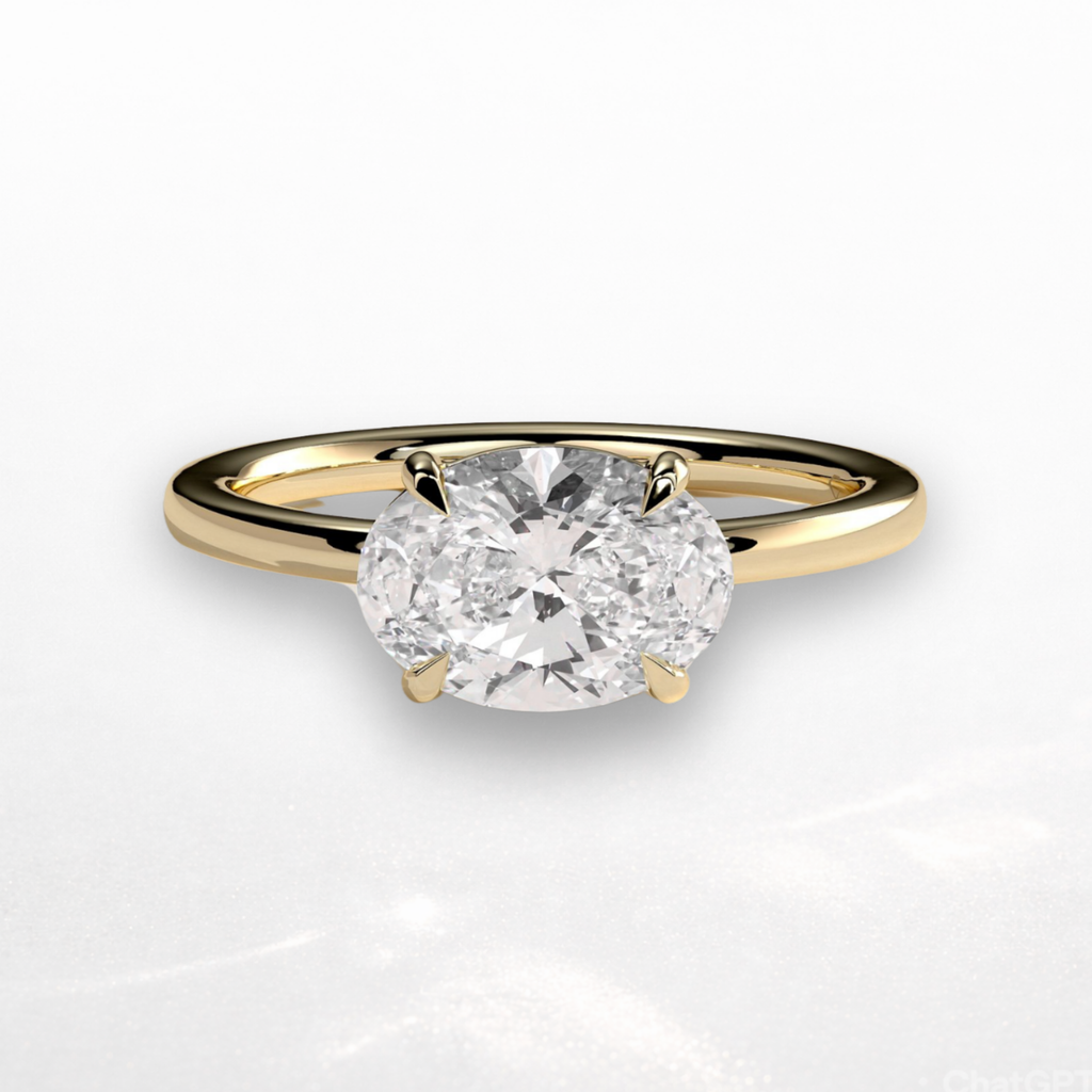 Oval East West Solitaire Ring