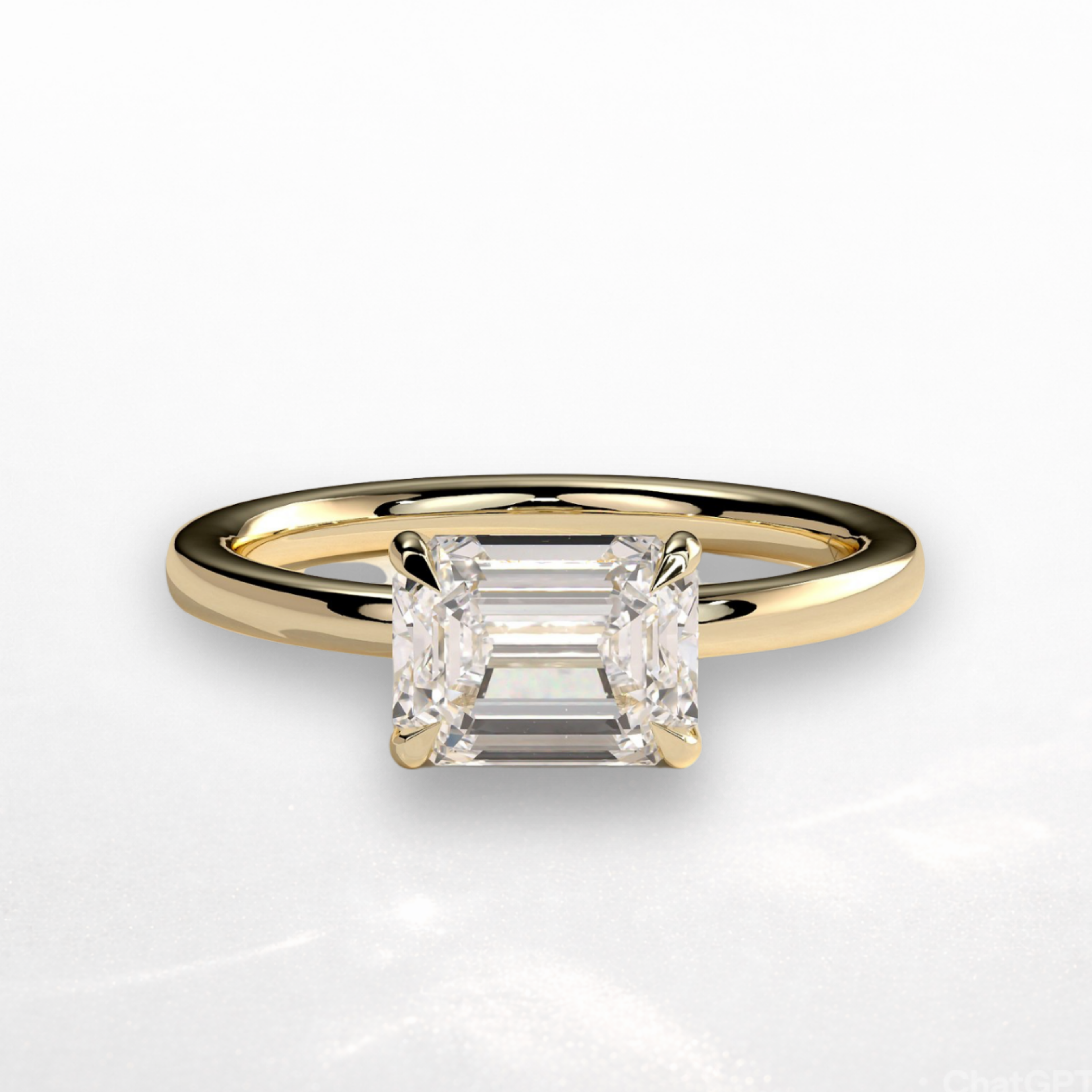 Emerald East West Solitaire Ring