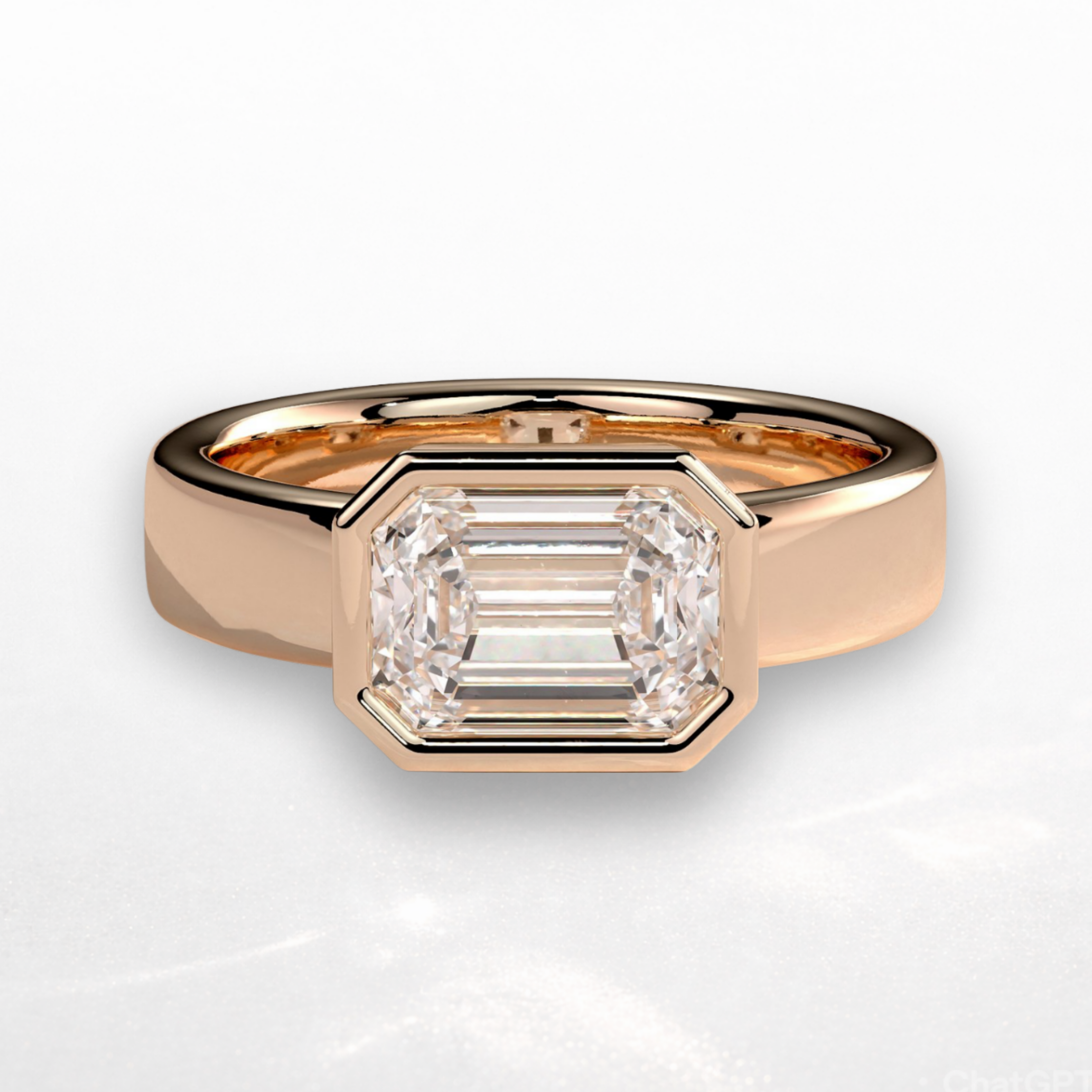 Emerald East West Bezel Statement Ring