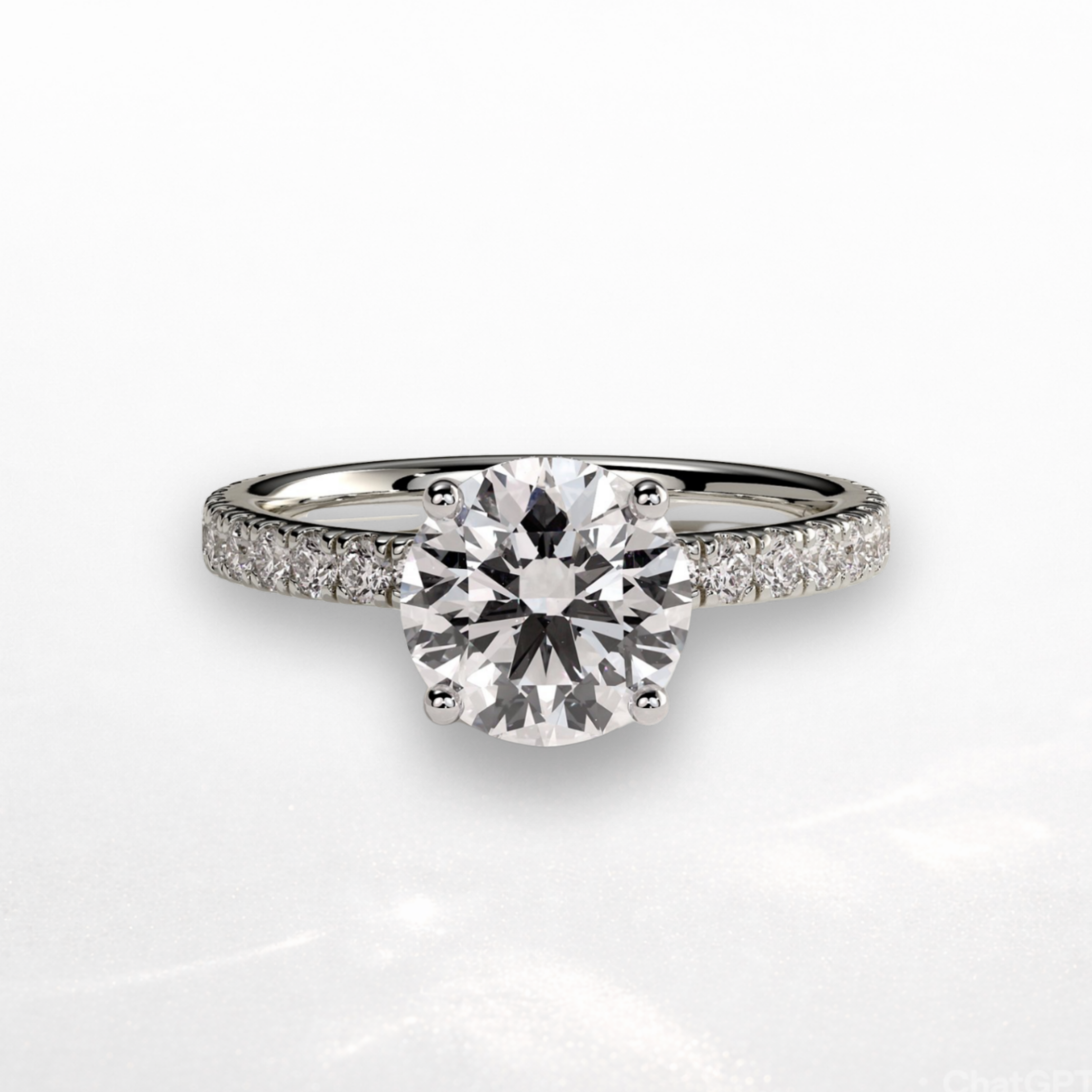 Round Pavé Solitaire Ring with Hidden Halo