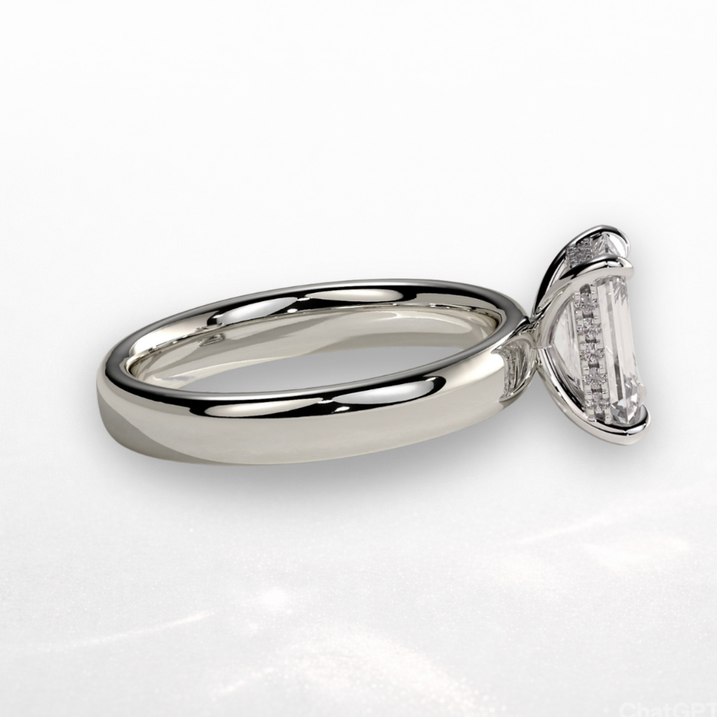 Emerald Signature Ring with Hidden Halo