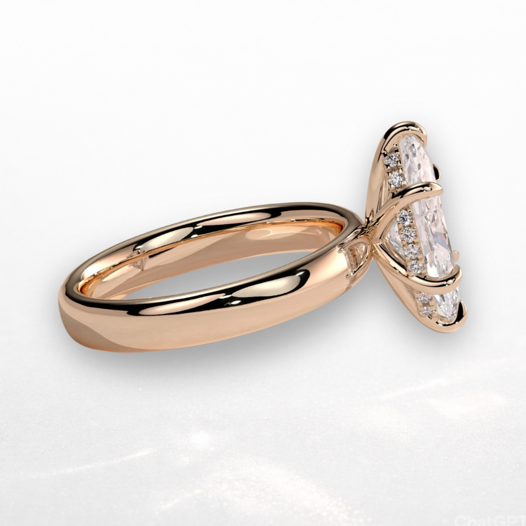 Marquise Signature Ring with Hidden Halo