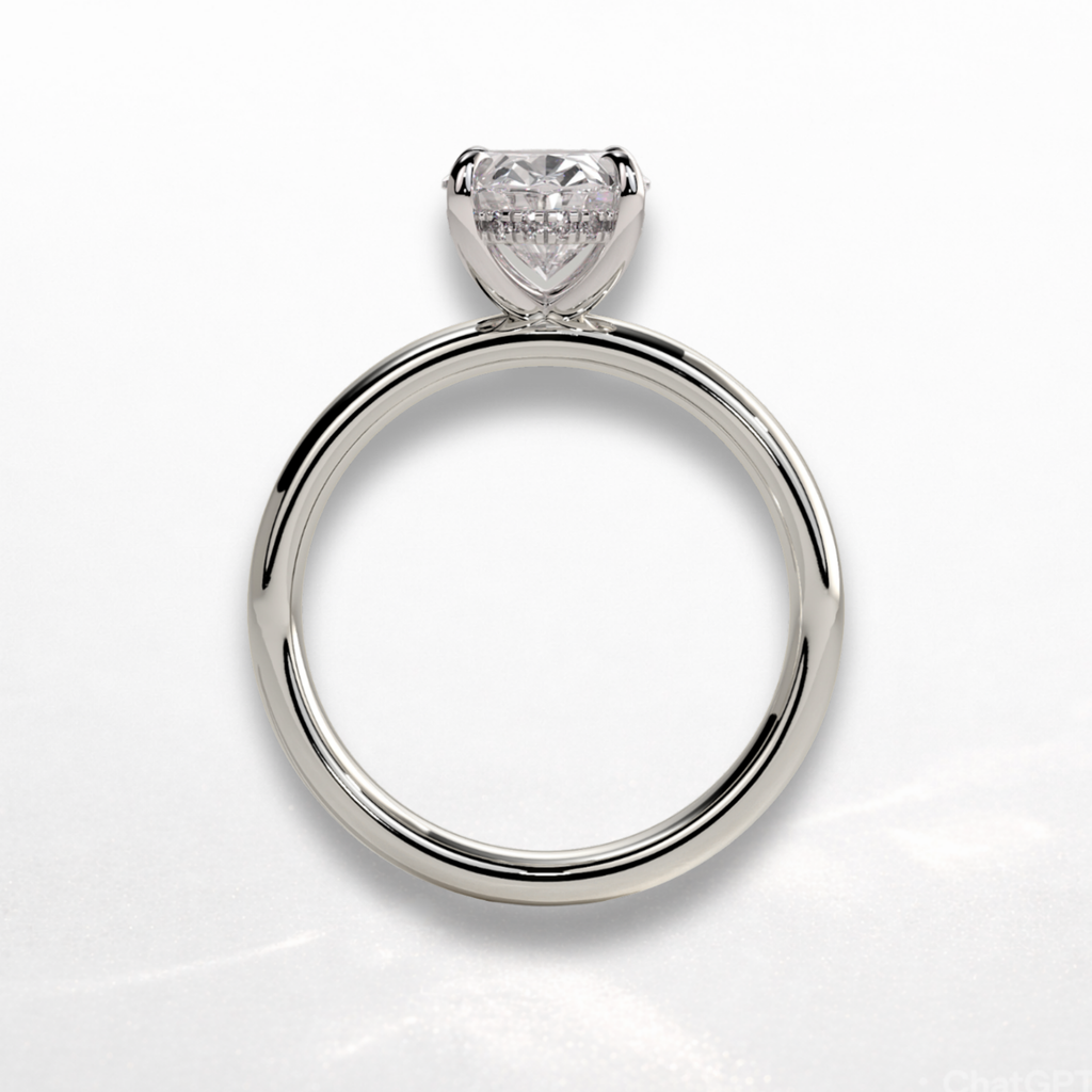 Oval Signature Ring with Hidden Halo
