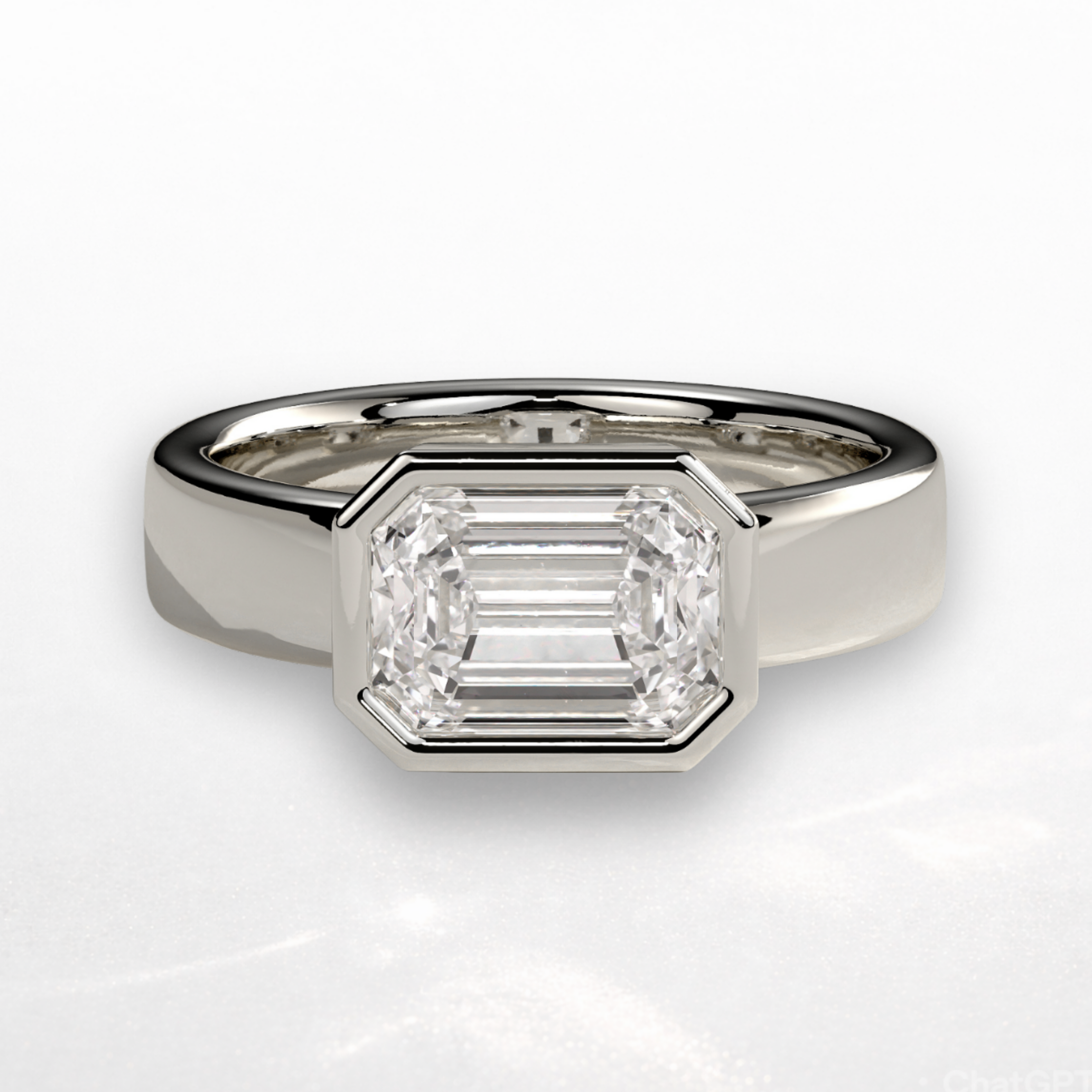 Emerald East West Bezel Statement Ring