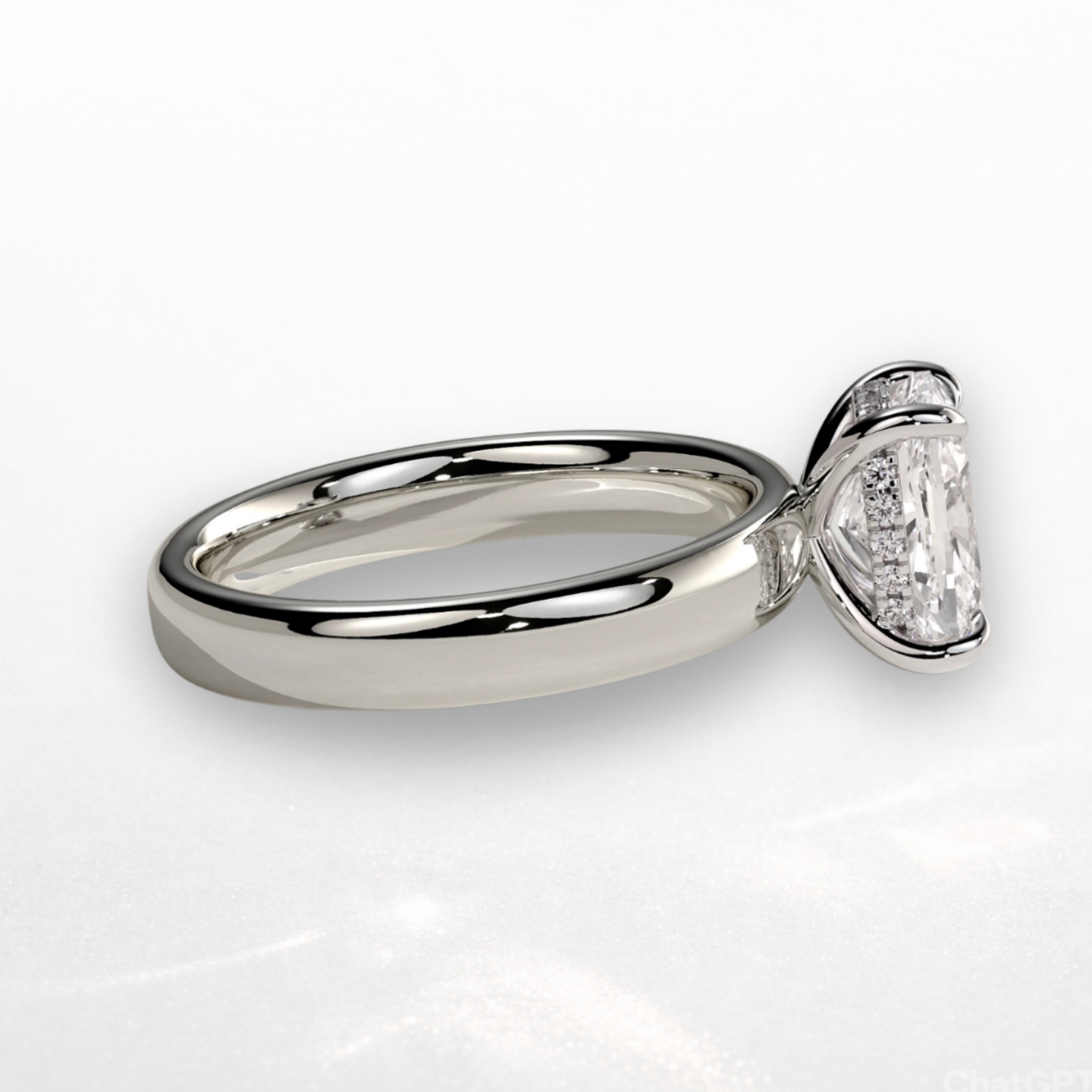 Elongated Cushion Signature Ring with Hidden Halo